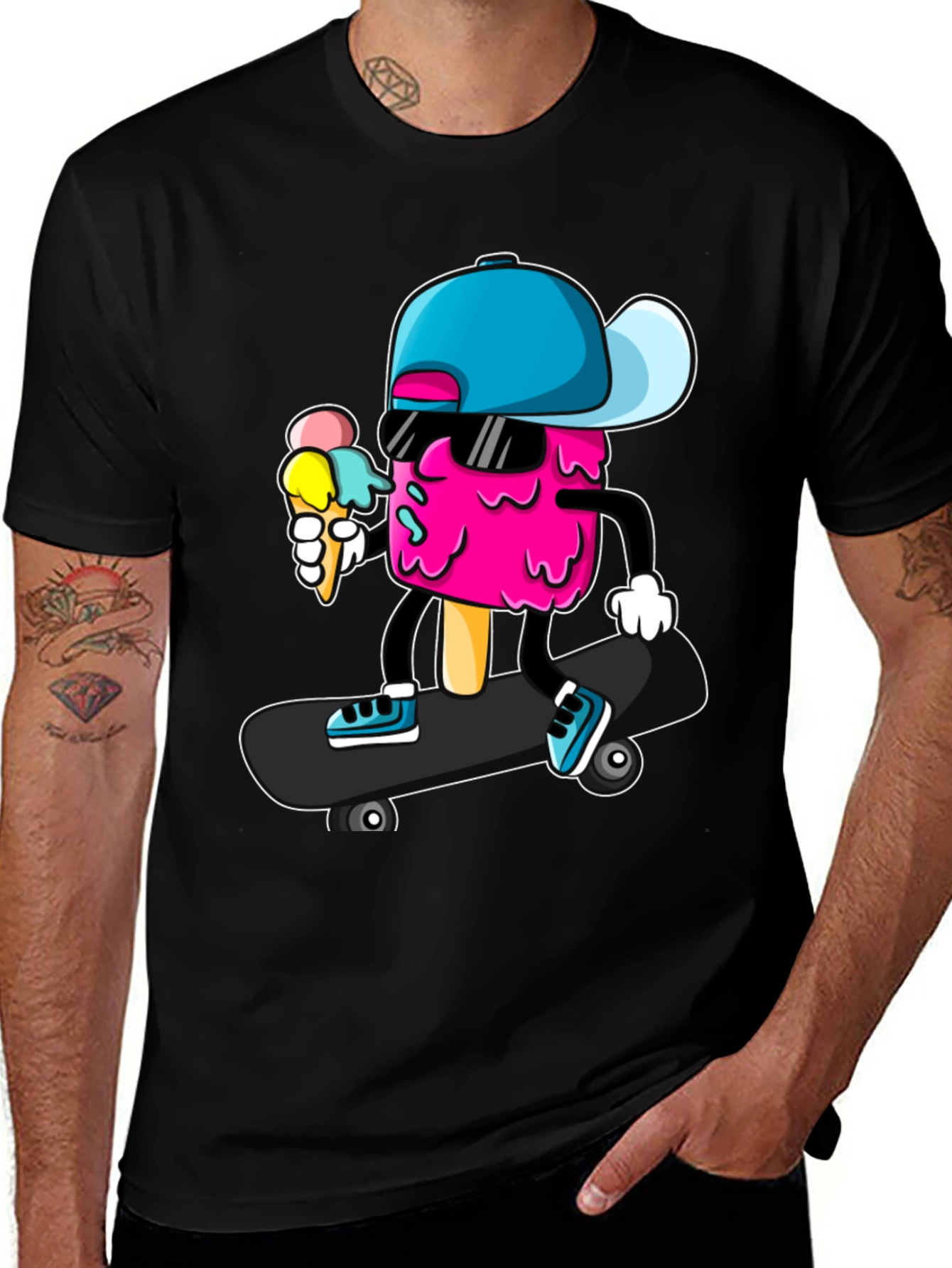 Cool Ice Cream Skateboarder Graphic Tee