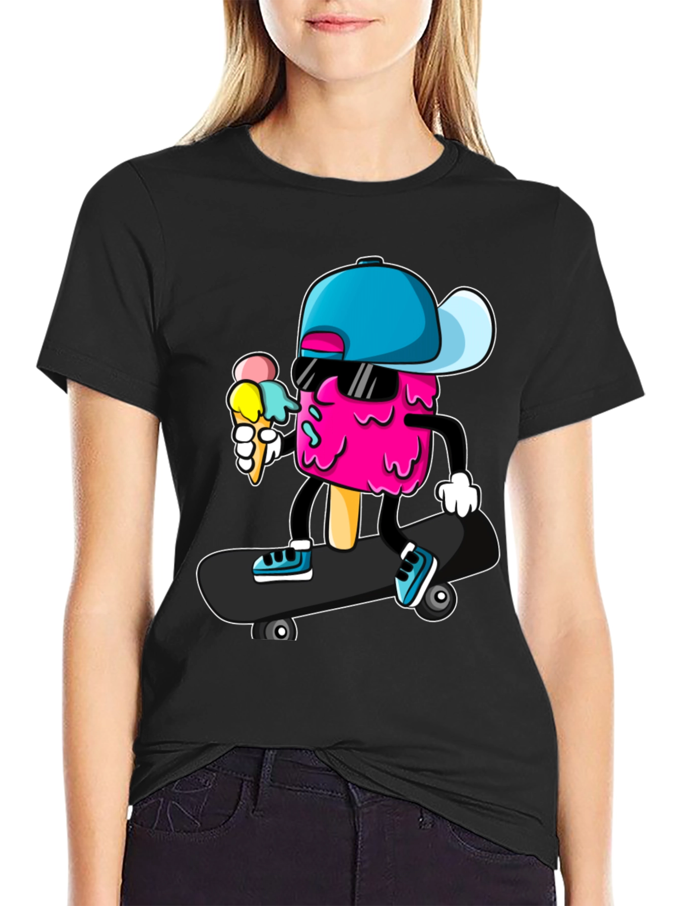 Cool Ice Cream Skateboarder Graphic Tee