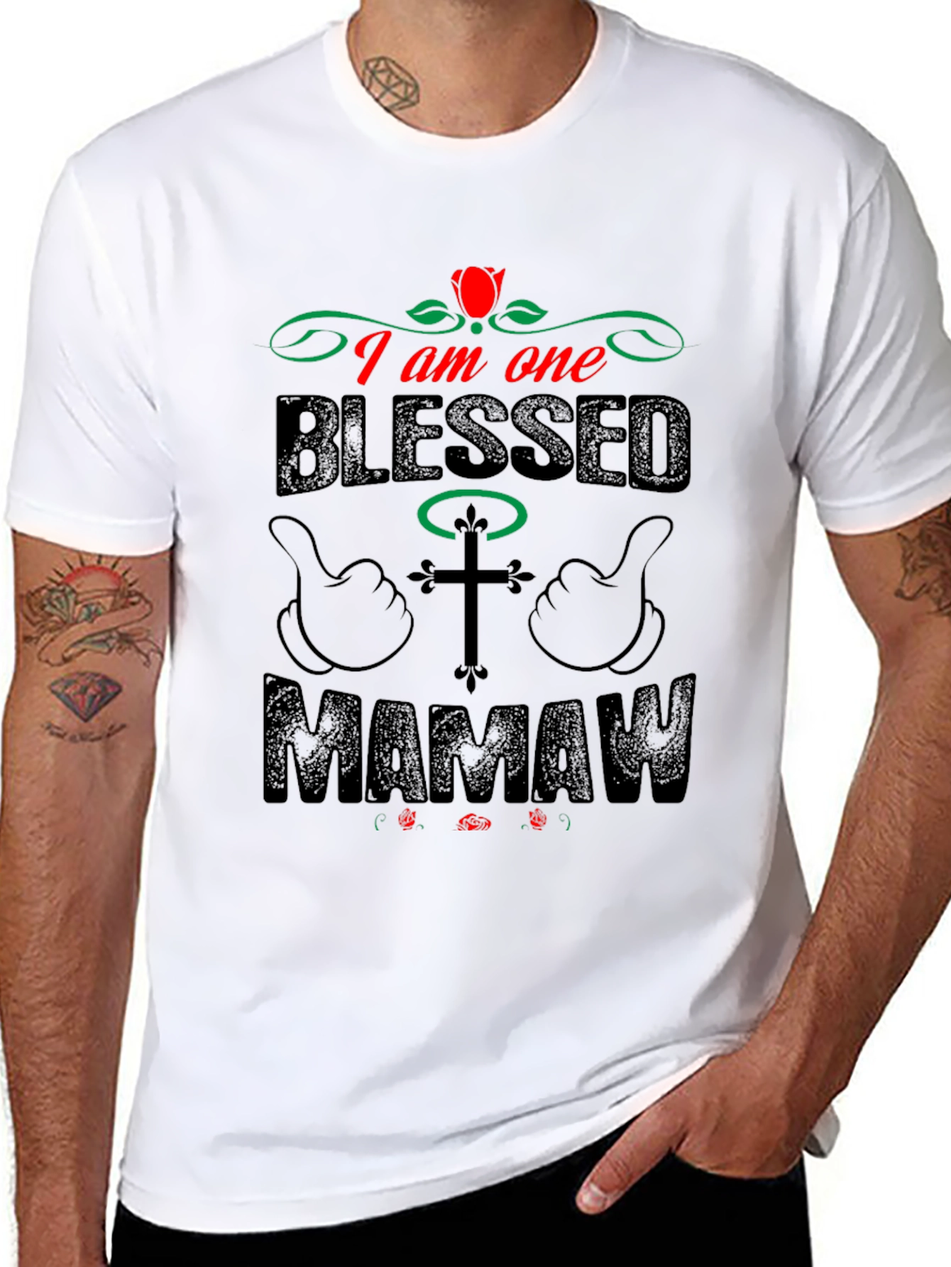 Blessed Mamaw Graphic Tee - Black