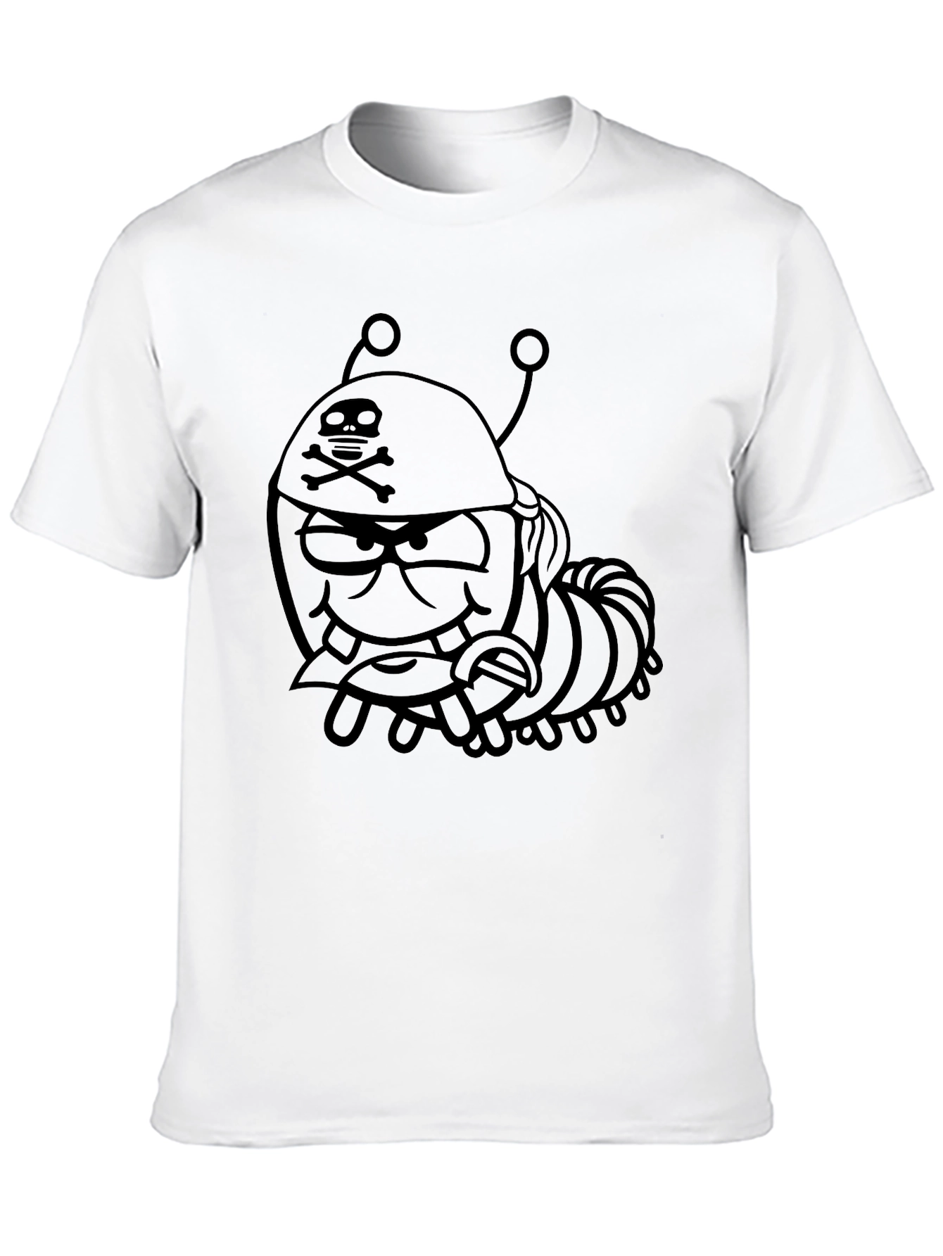 Cartoon Pirate Bug Black T-Shirt