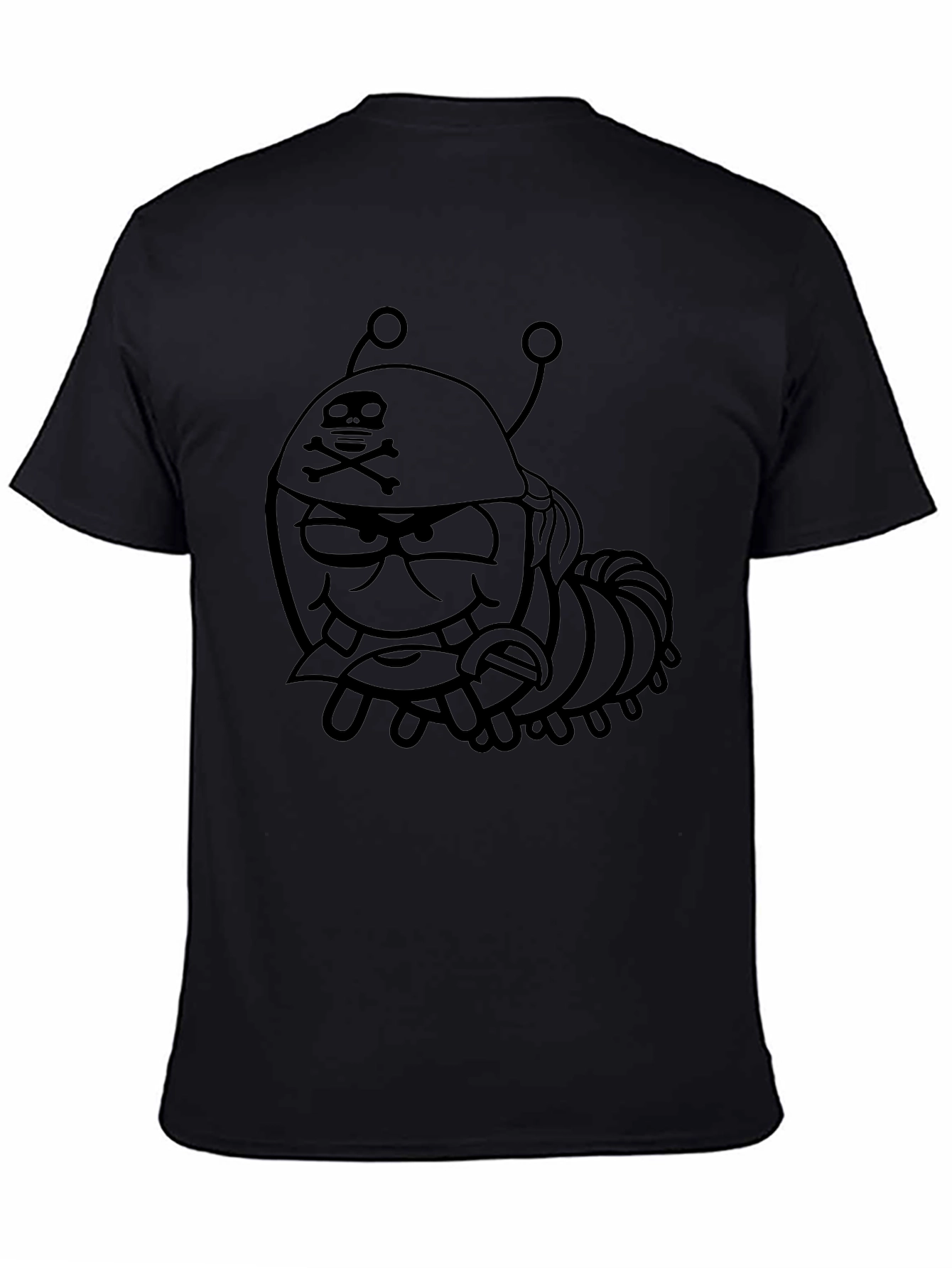 Cartoon Pirate Bug Black T-Shirt
