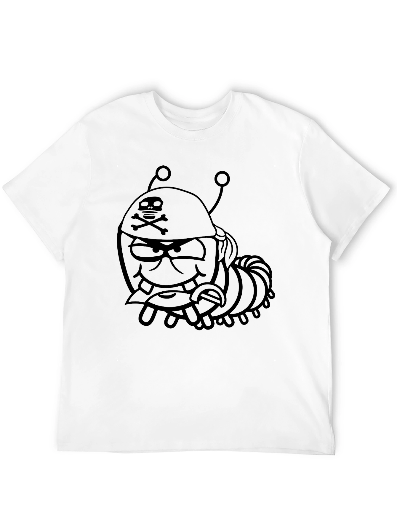 Cartoon Pirate Bug Black T-Shirt