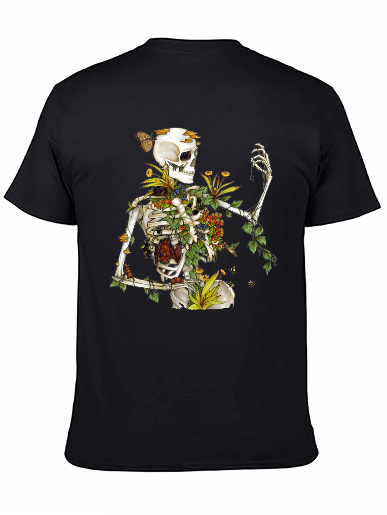 Floral Skeleton Graphic T-Shirt - Botanical Death Tee