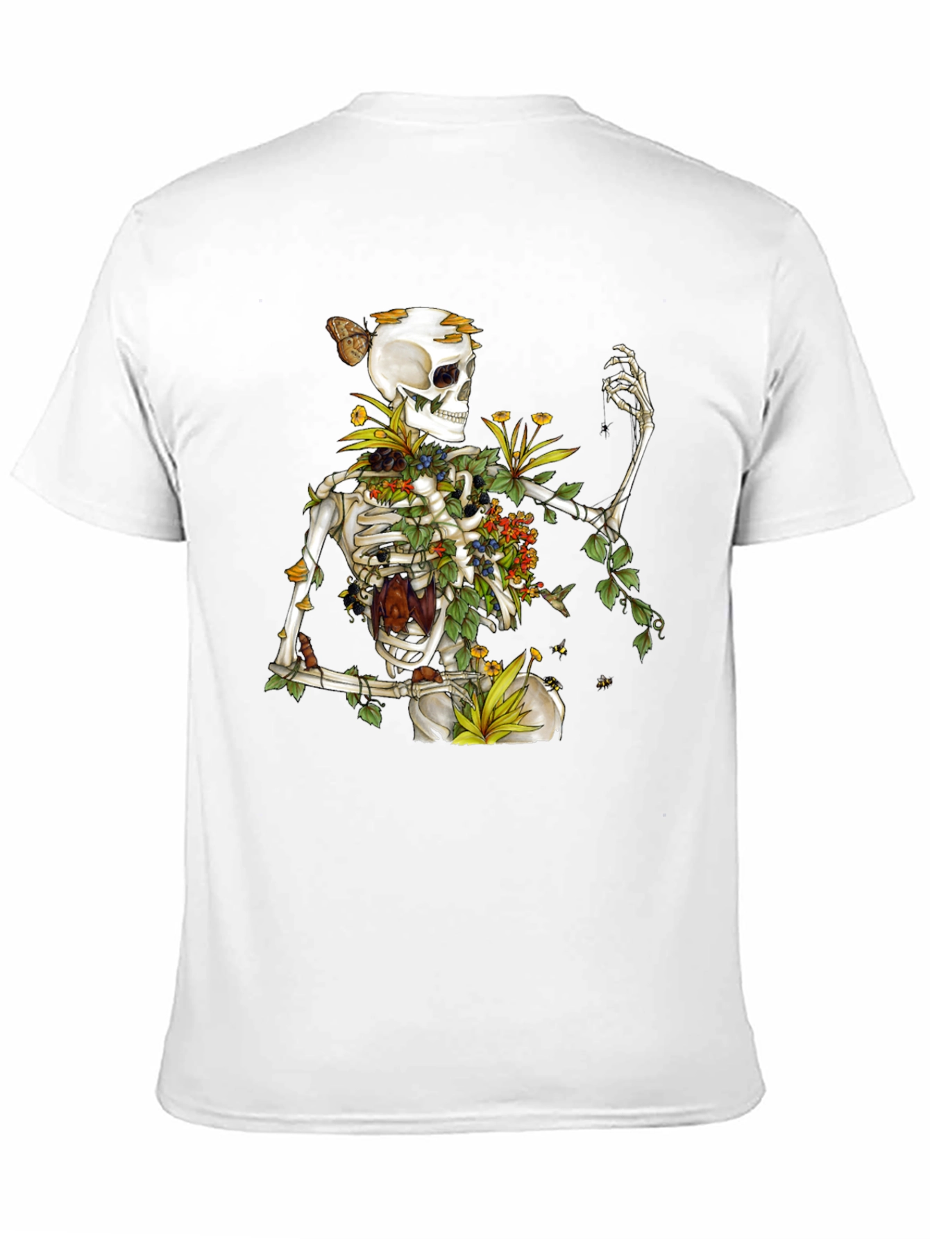 Floral Skeleton Graphic T-Shirt - Botanical Death Tee