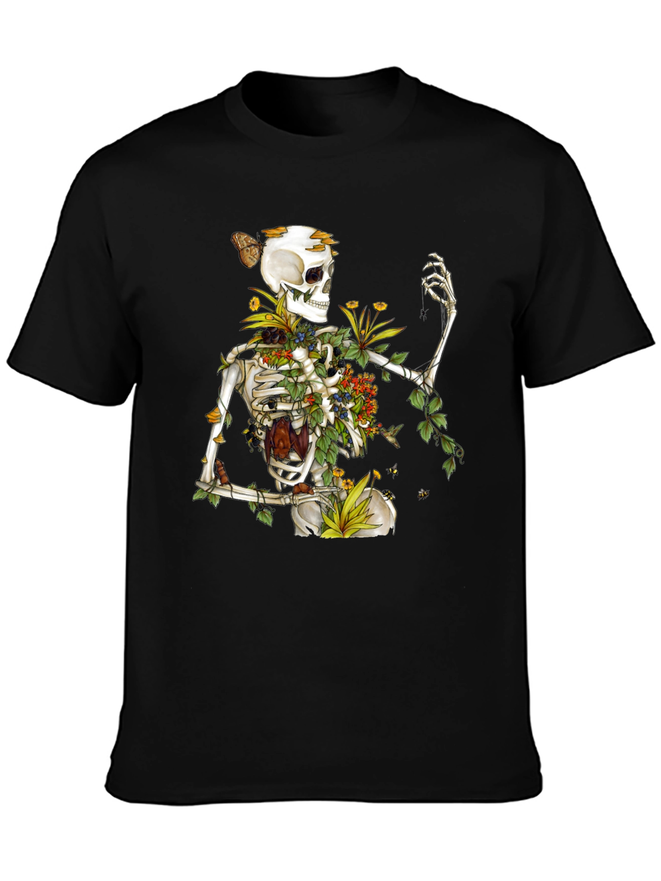 Floral Skeleton Graphic T-Shirt - Botanical Death Tee