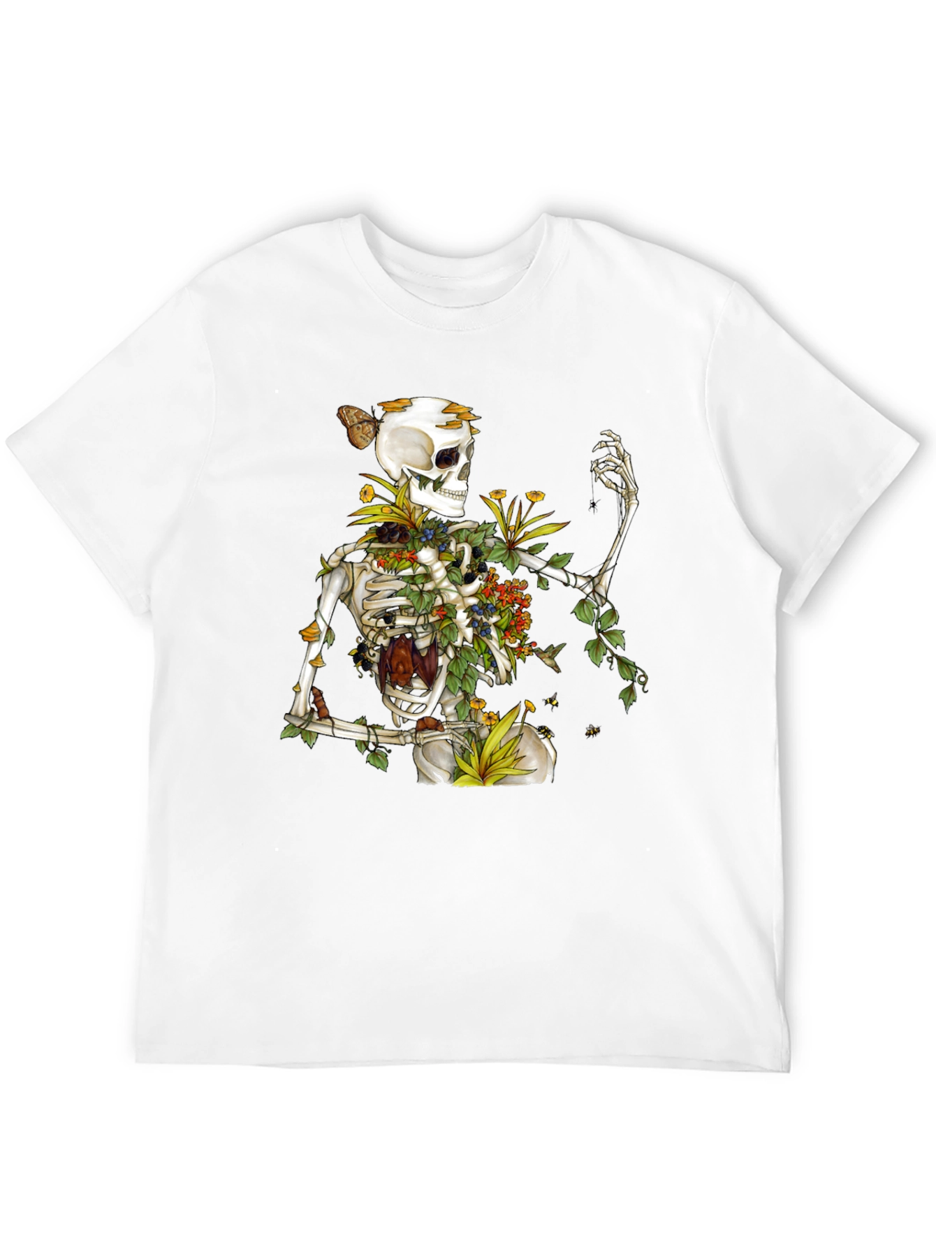 Floral Skeleton Graphic T-Shirt - Botanical Death Tee