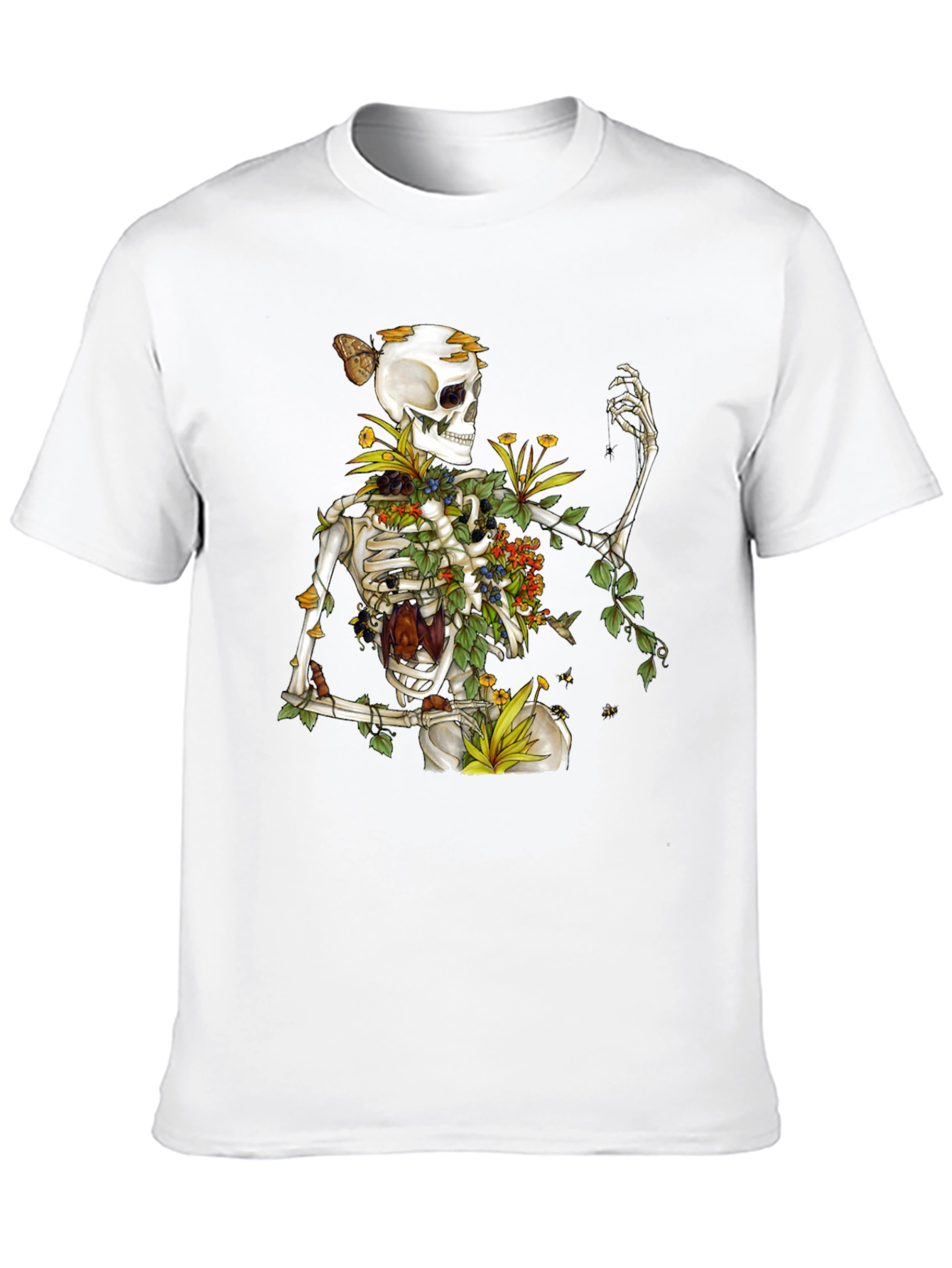 Floral Skeleton Graphic T-Shirt - Botanical Death Tee