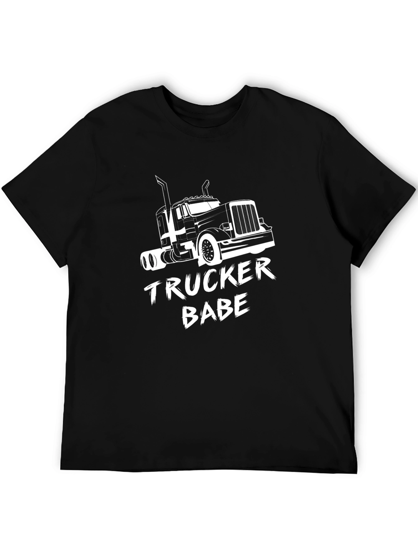 Trucker Babe Graphic Tee - Black Cotton Trucking T-Shirt