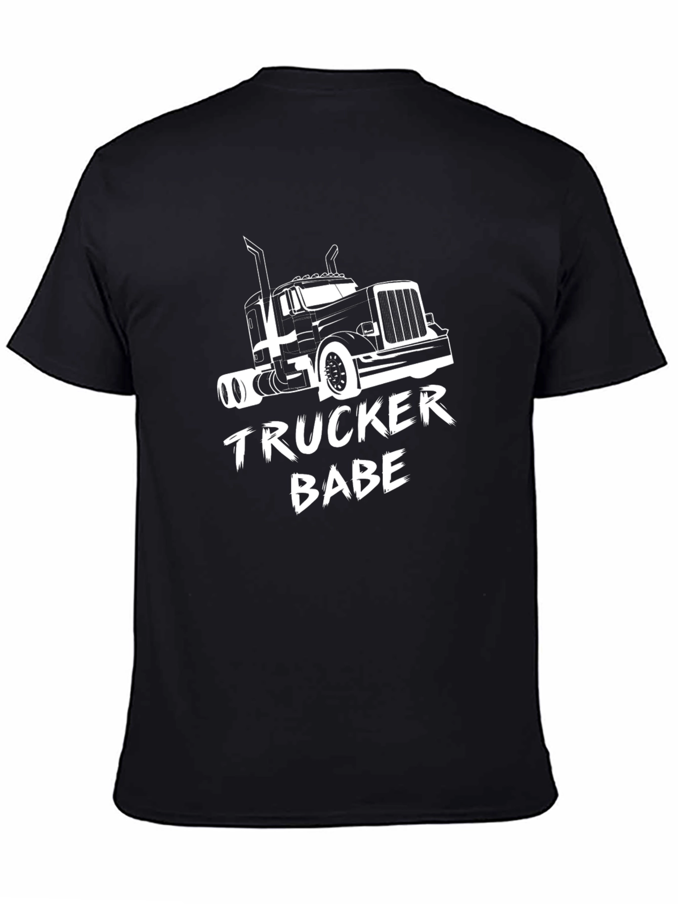 Trucker Babe Graphic Tee - Black Cotton Trucking T-Shirt