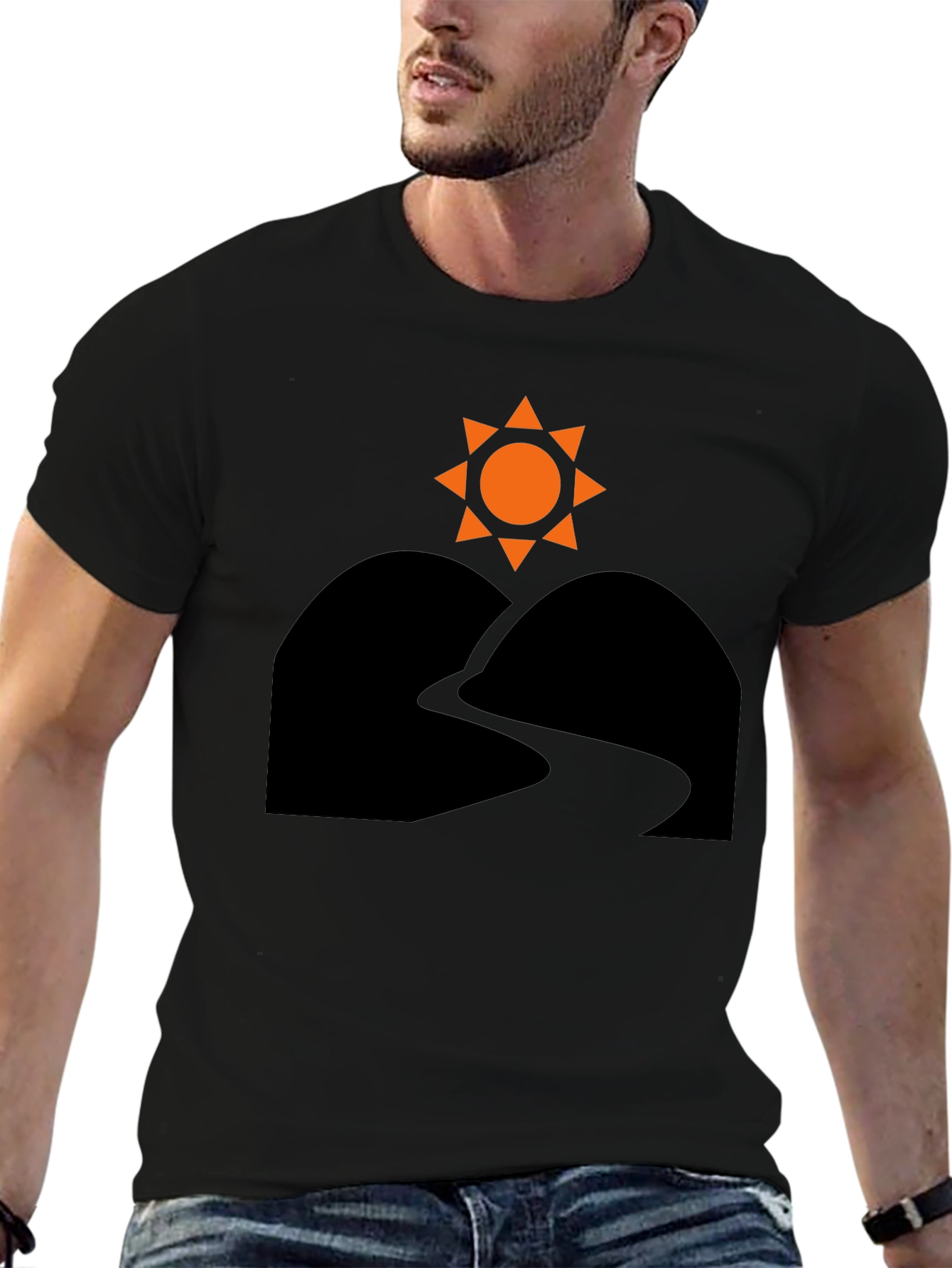 Sunrise Trail T-Shirt - Black Nature Inspired Design