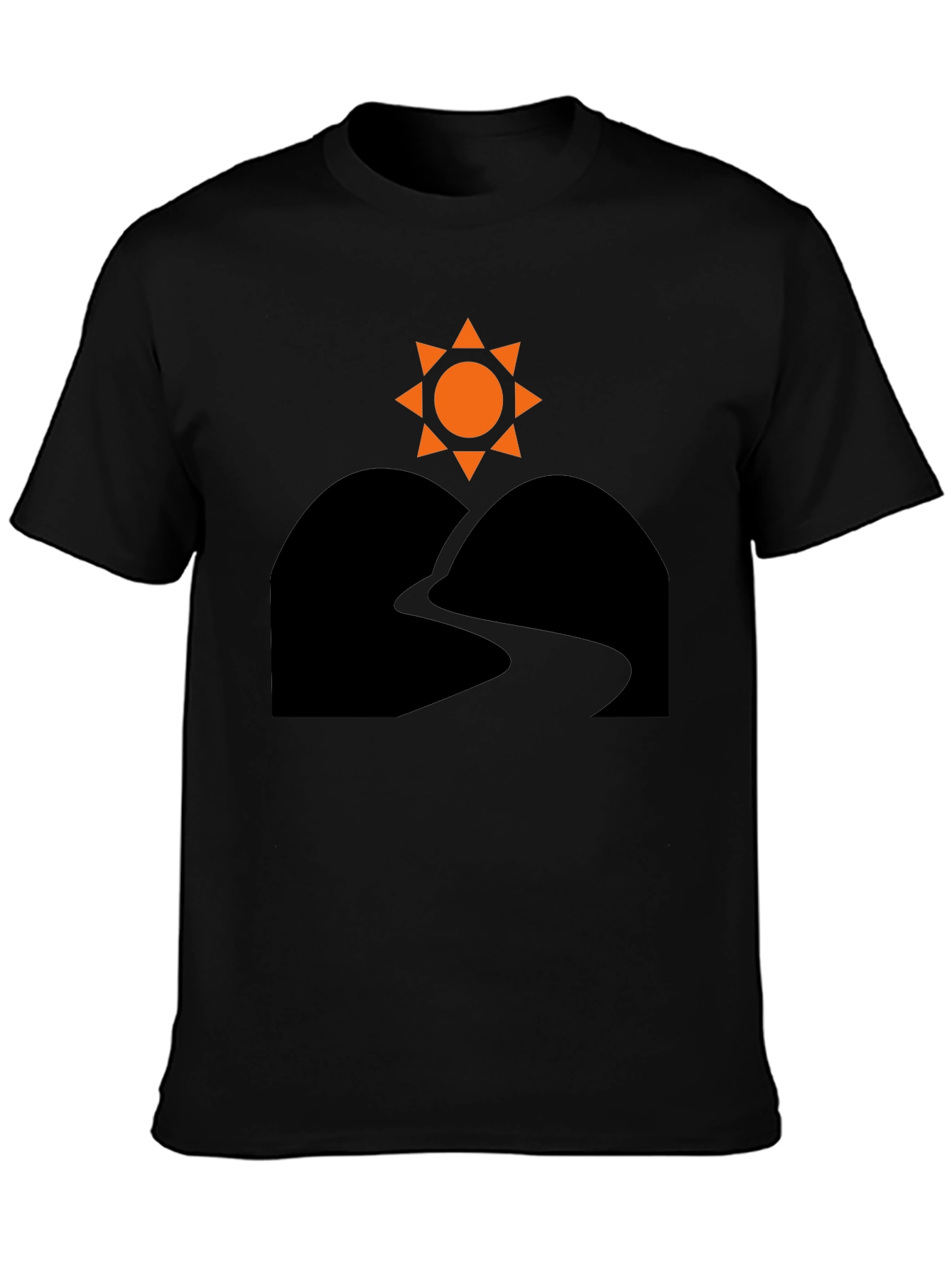 Sunrise Trail T-Shirt - Black Nature Inspired Design