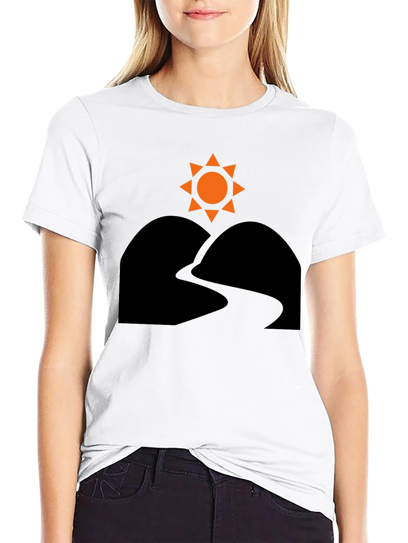 Sunrise Trail T-Shirt - Black Nature Inspired Design