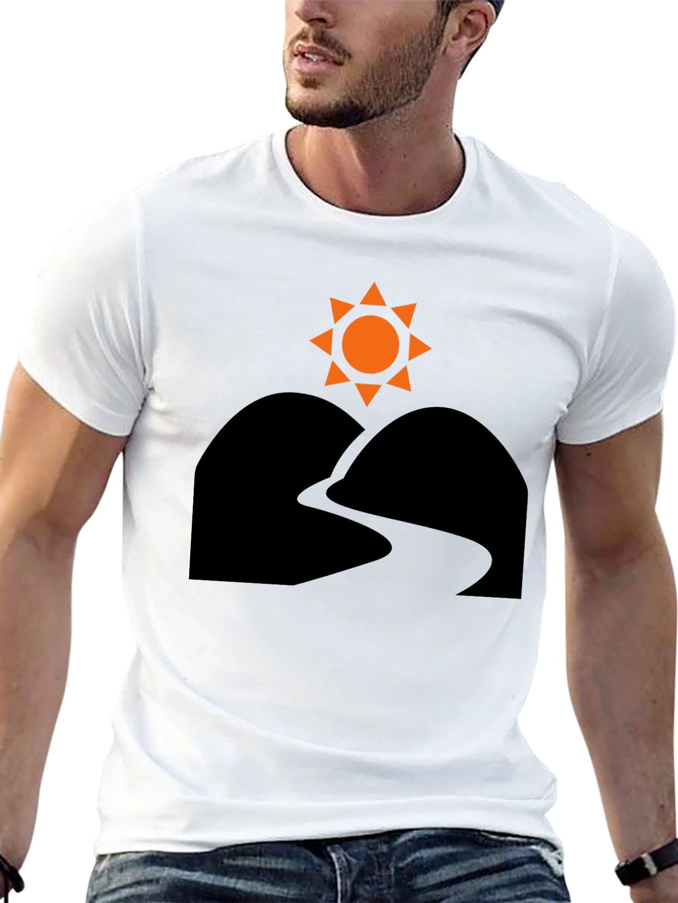 Sunrise Trail T-Shirt - Black Nature Inspired Design