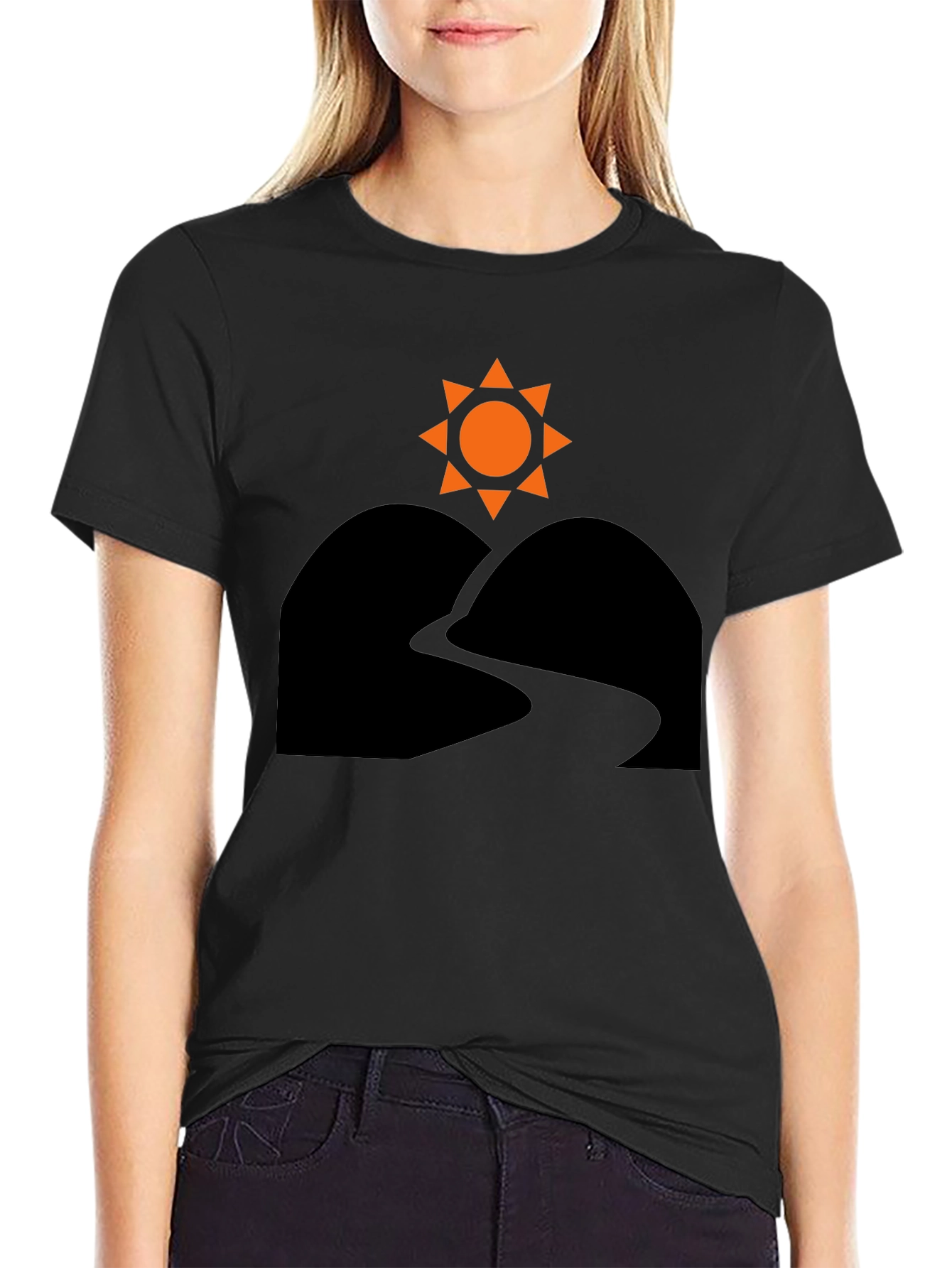 Sunrise Trail T-Shirt - Black Nature Inspired Design