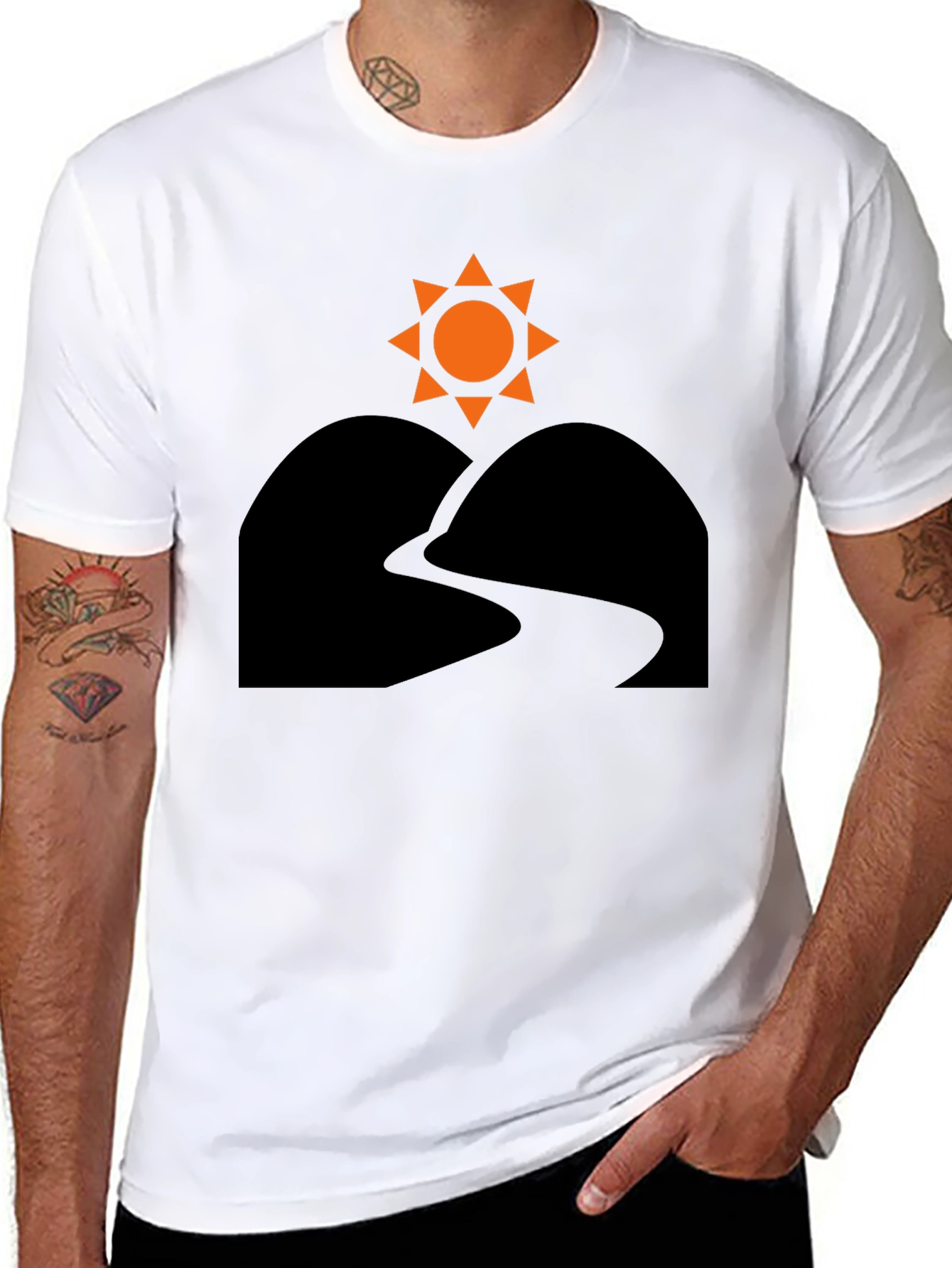 Sunrise Trail T-Shirt - Black Nature Inspired Design