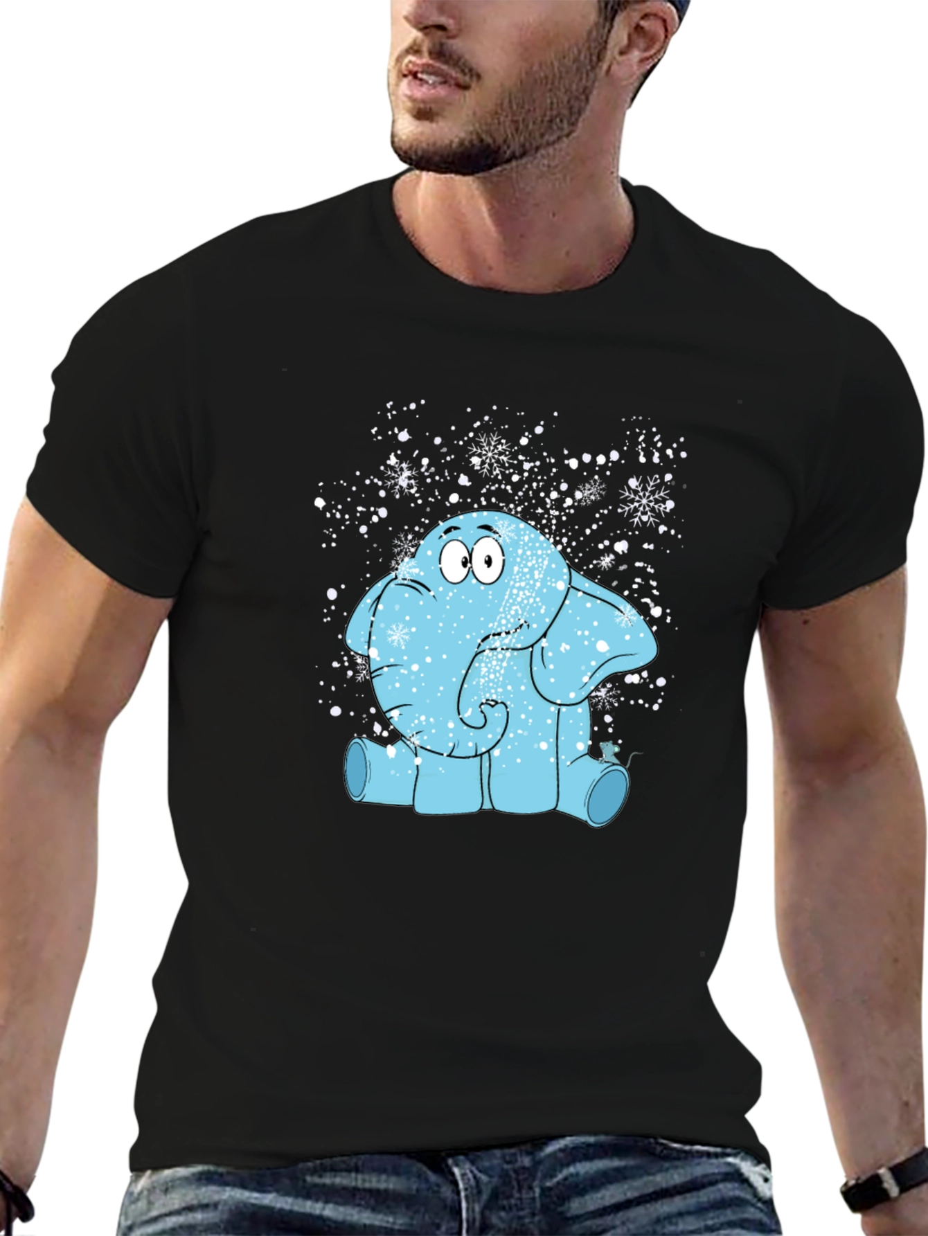 Cartoon Elephant in Snow T-Shirt