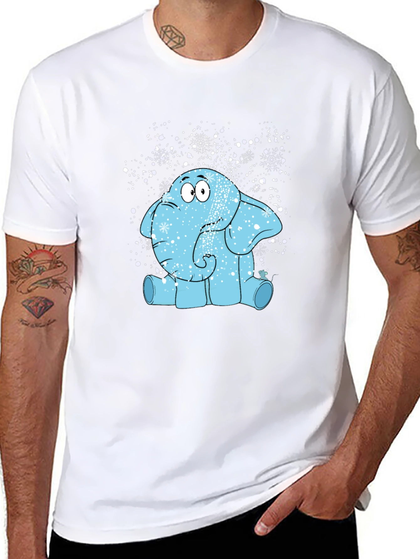 Cartoon Elephant in Snow T-Shirt