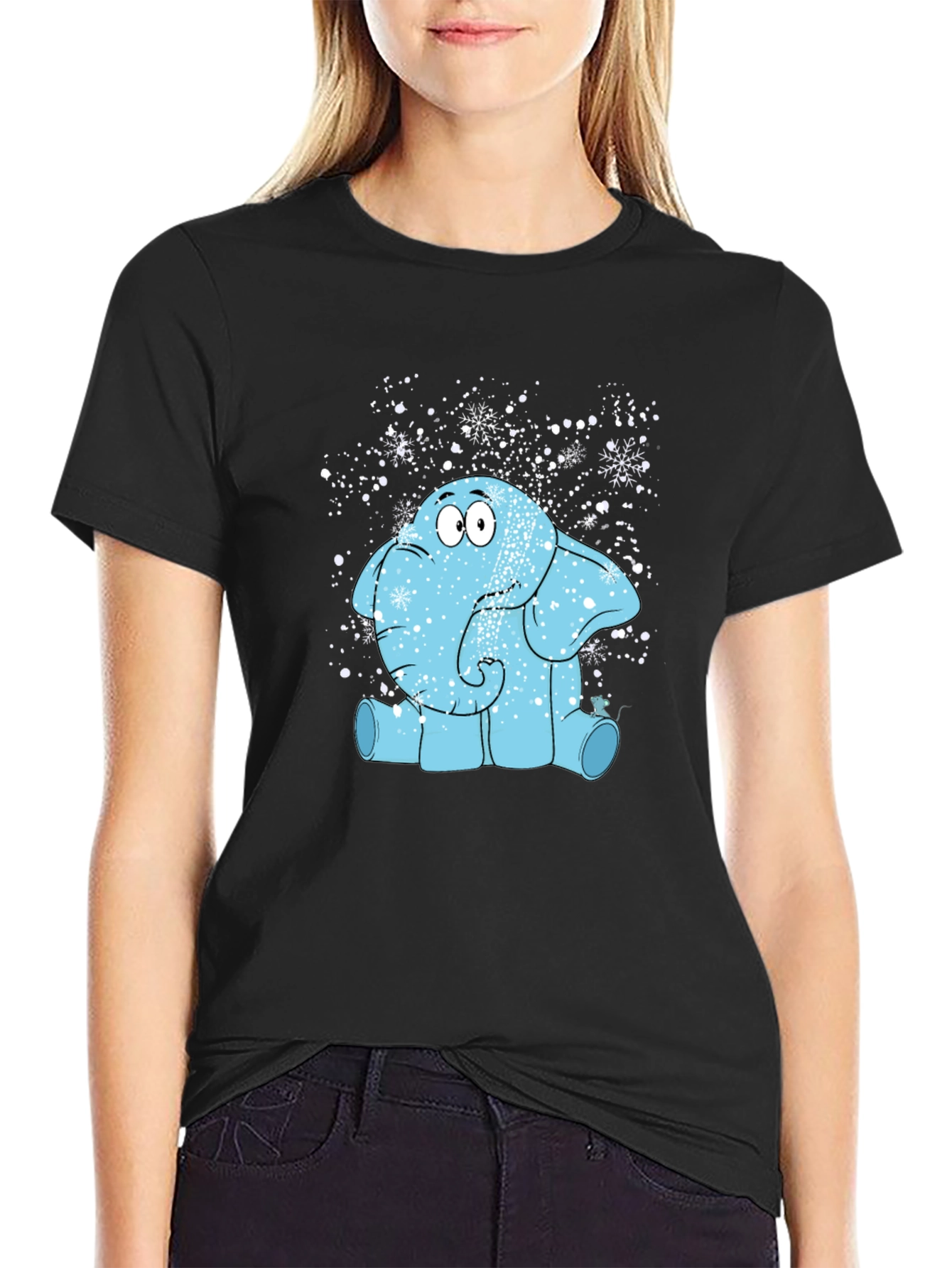 Cartoon Elephant in Snow T-Shirt