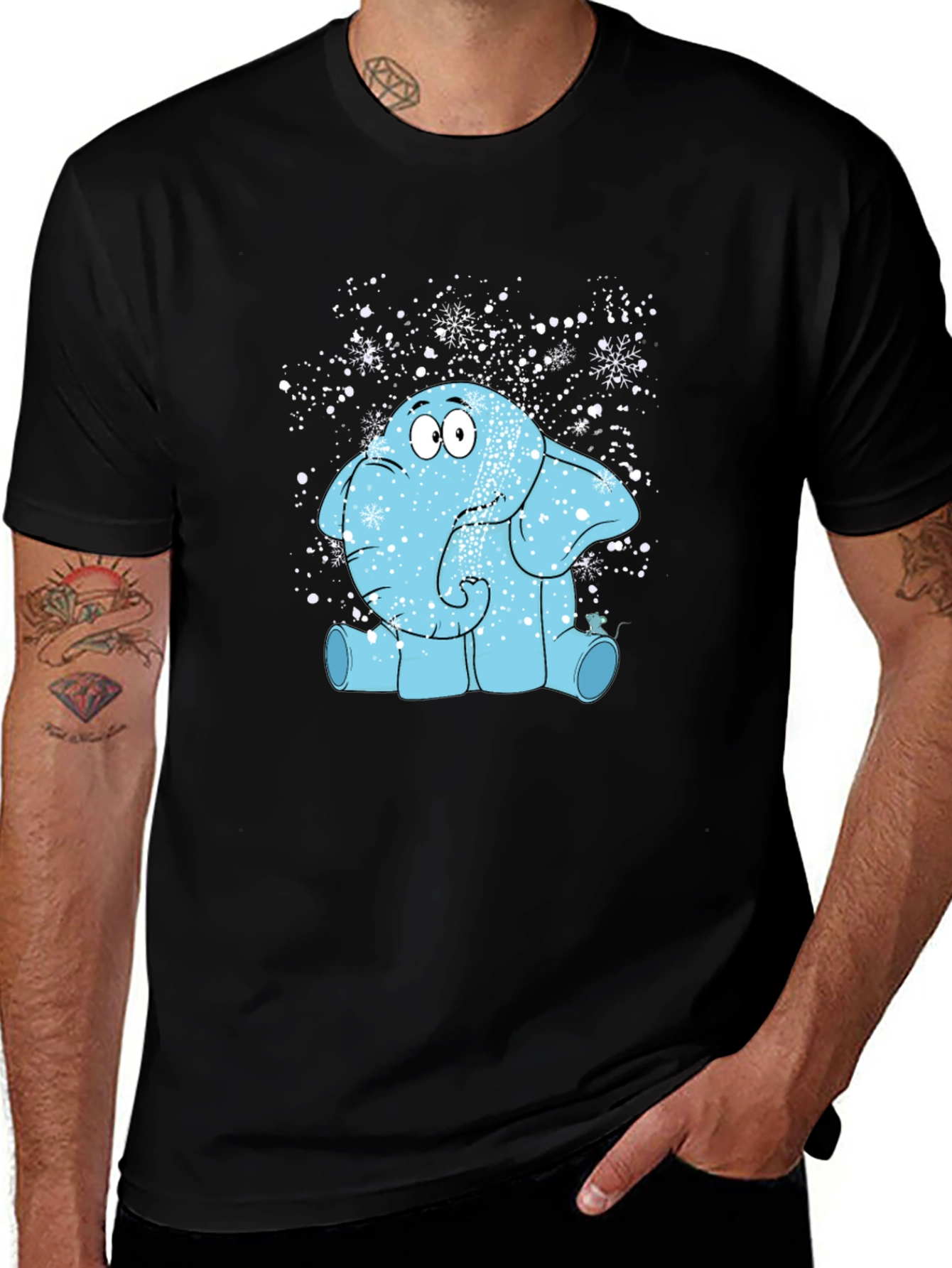 Cartoon Elephant in Snow T-Shirt