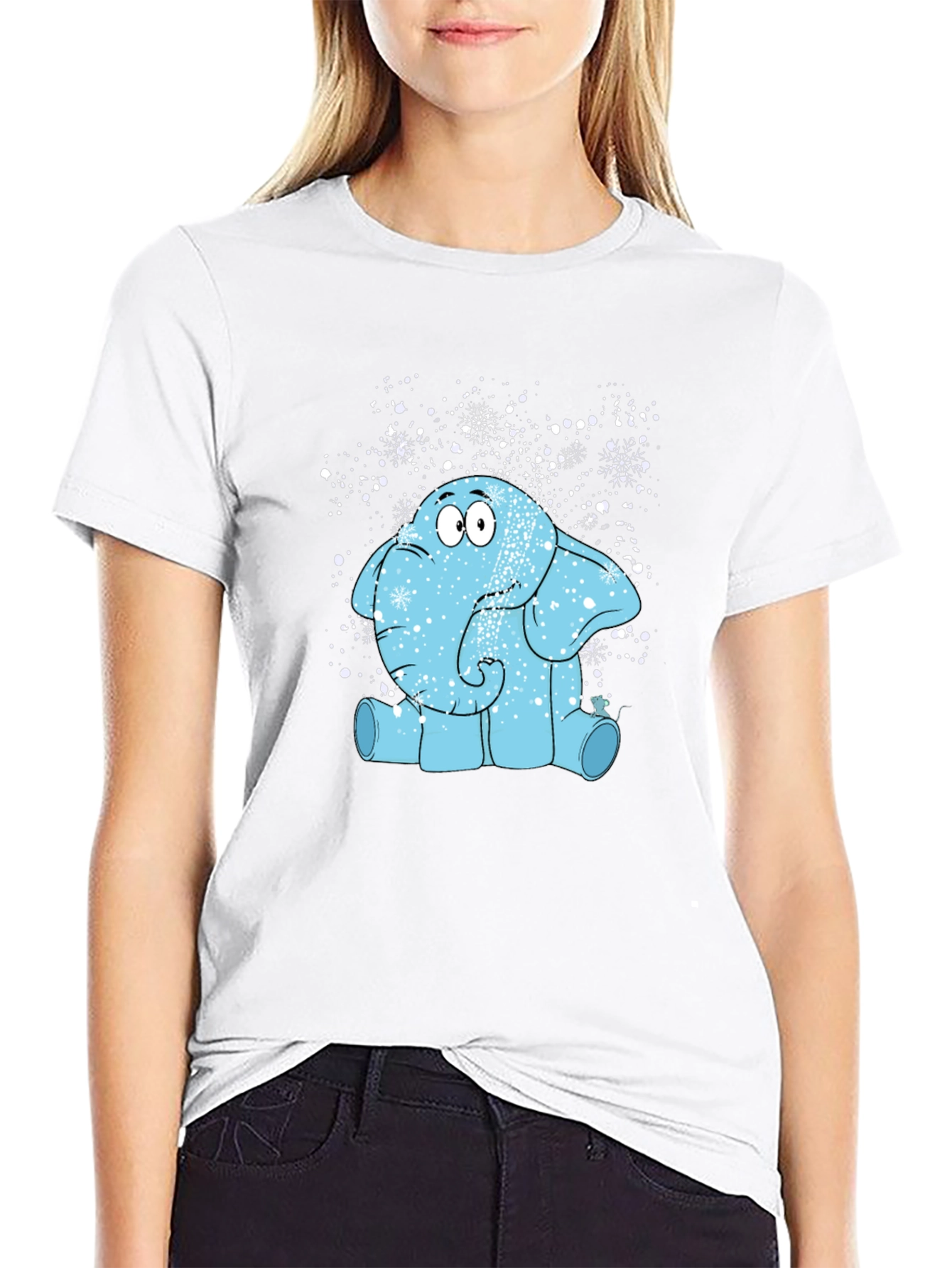 Cartoon Elephant in Snow T-Shirt