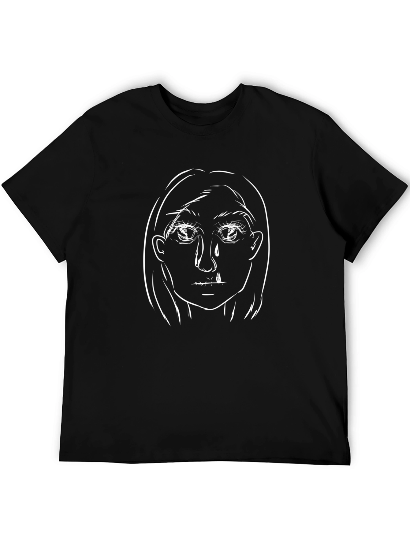 Emo Girl Graphic T-Shirt - Black Cotton