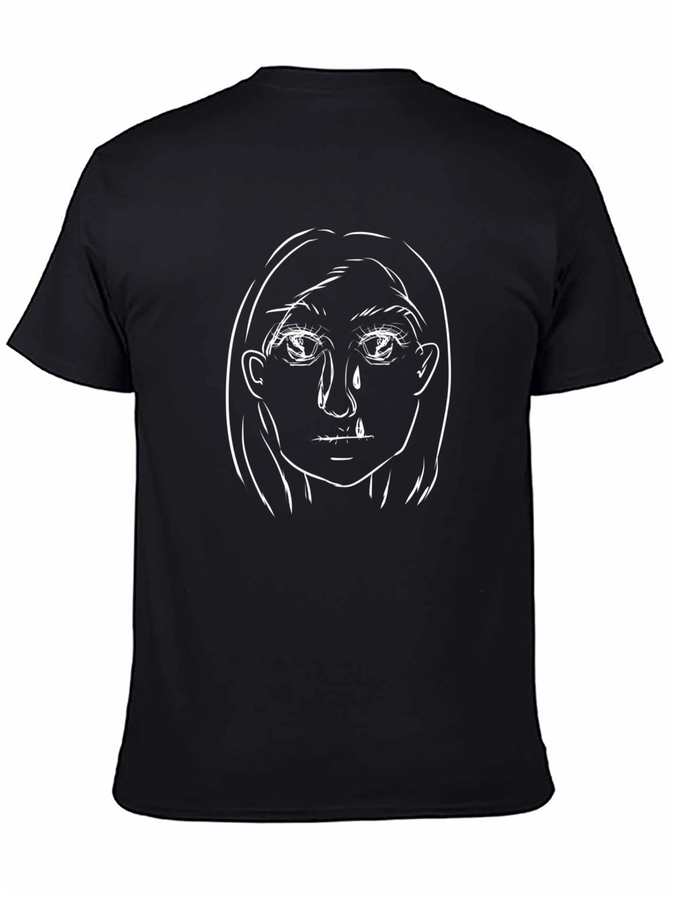 Emo Girl Graphic T-Shirt - Black Cotton