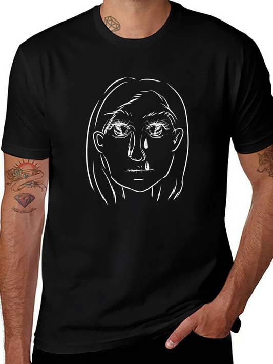 Emo Girl Graphic T-Shirt - Black Cotton