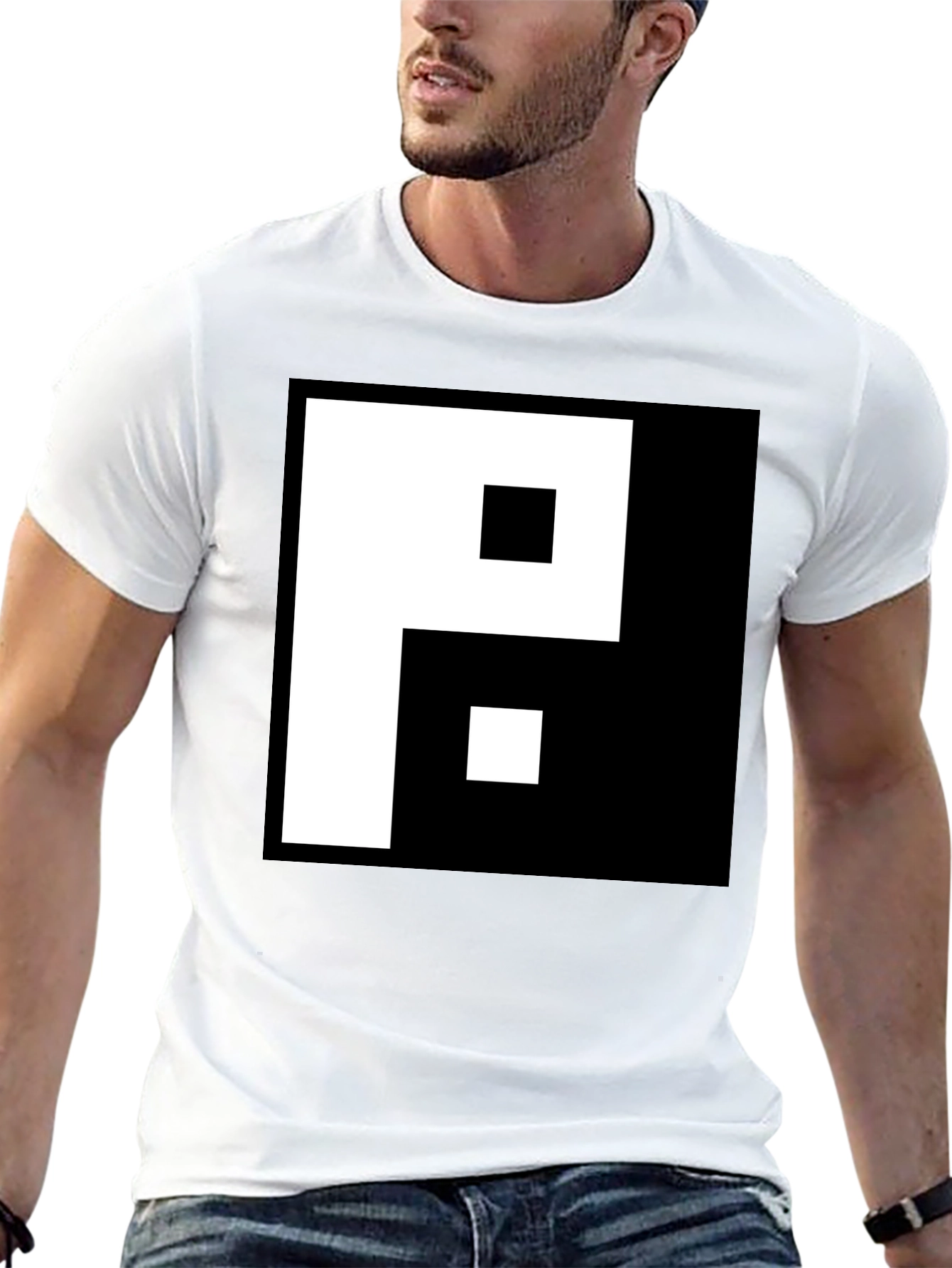 Black Graphic Tee - Pixelated P Design