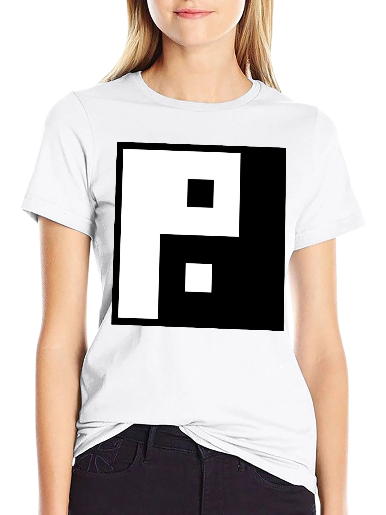 Black Graphic Tee - Pixelated P Design