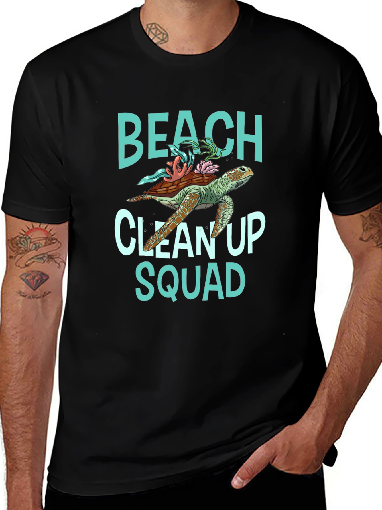 Beach Clean Up Squad Turtle Graphic T-Shirt