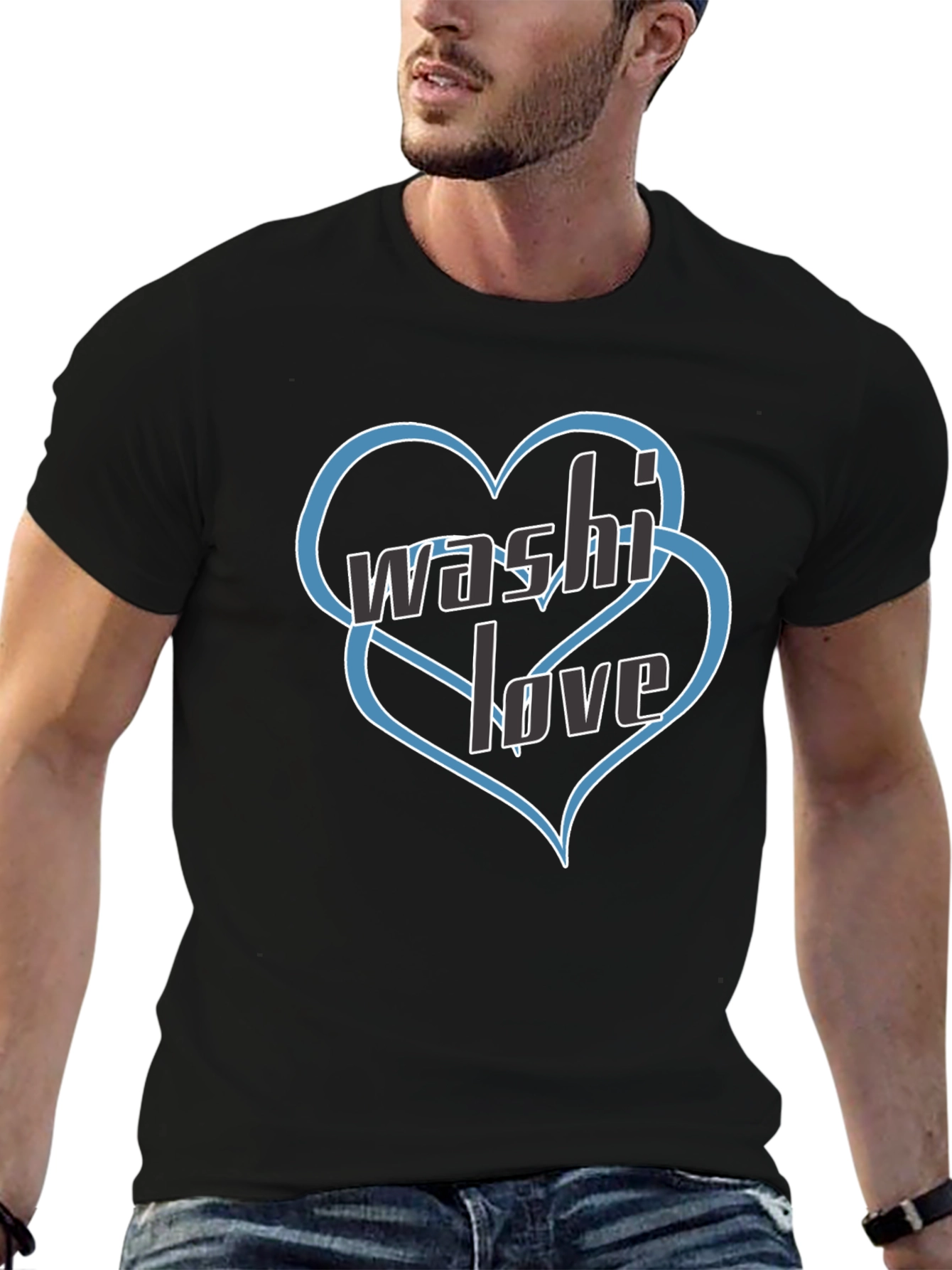Washi Love Black Graphic T-Shirt
