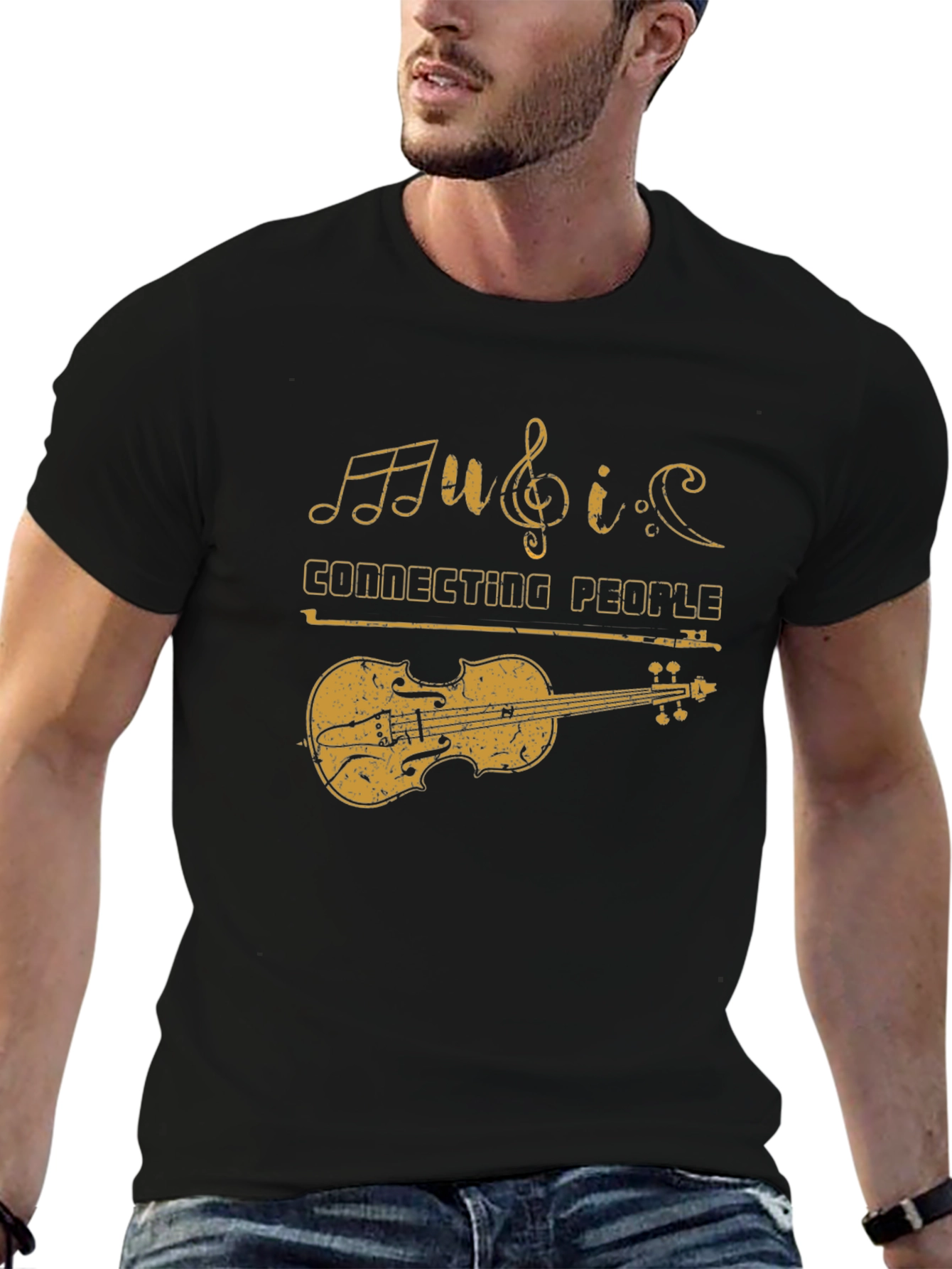 Music Connecting People Violin Graphic Tee