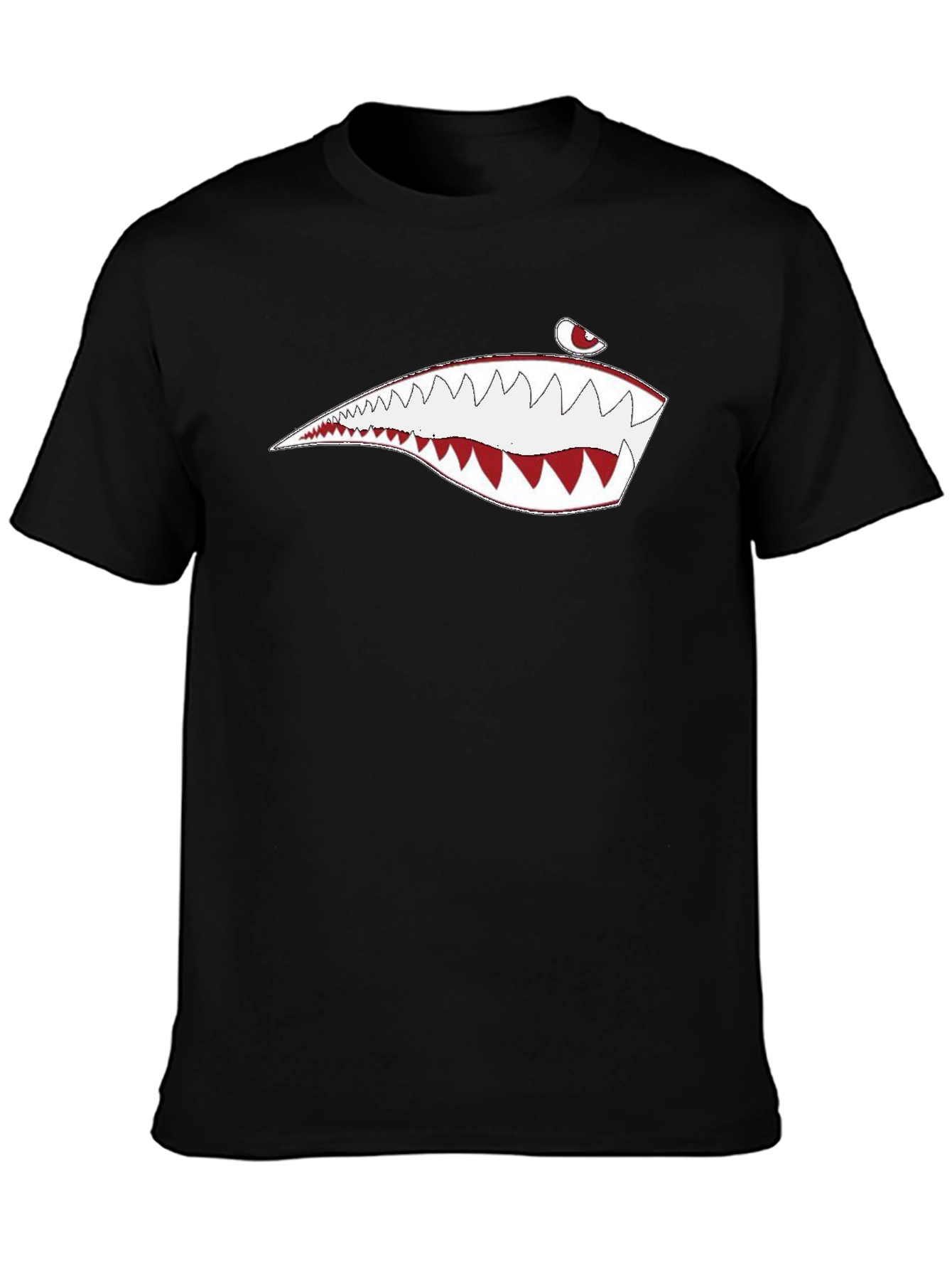 Mens Black Shark Teeth Graphic Tee
