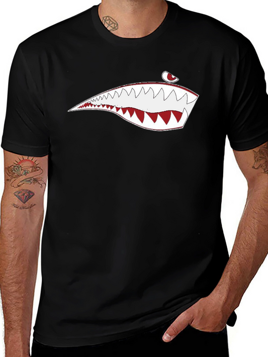 Mens Black Shark Teeth Graphic Tee
