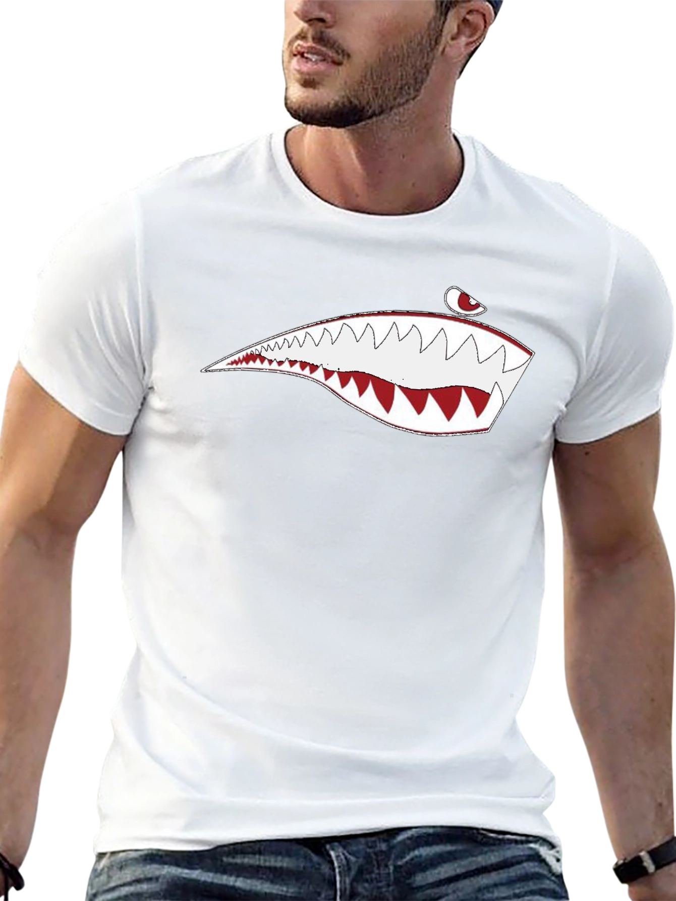 Mens Black Shark Teeth Graphic Tee