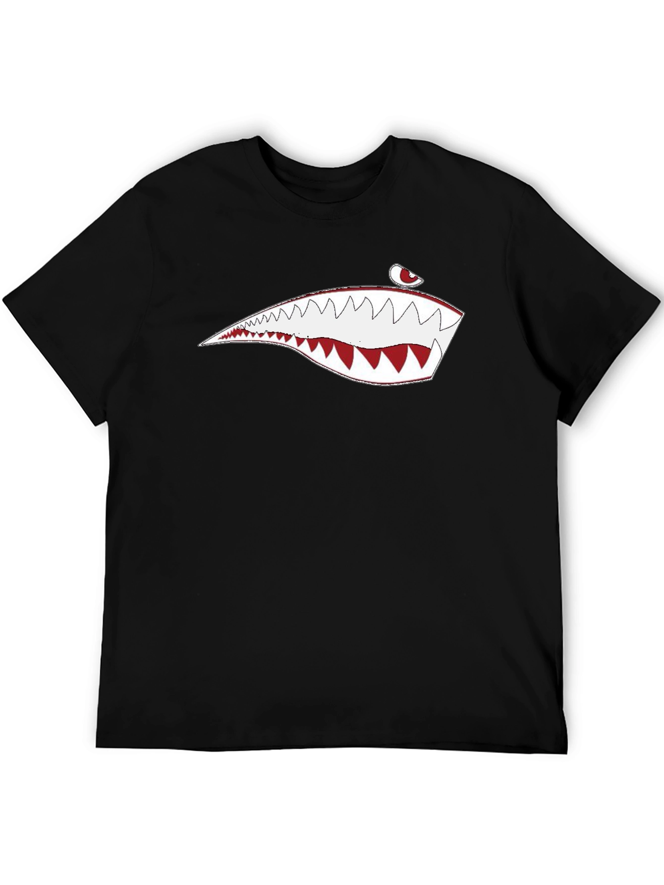 Mens Black Shark Teeth Graphic Tee