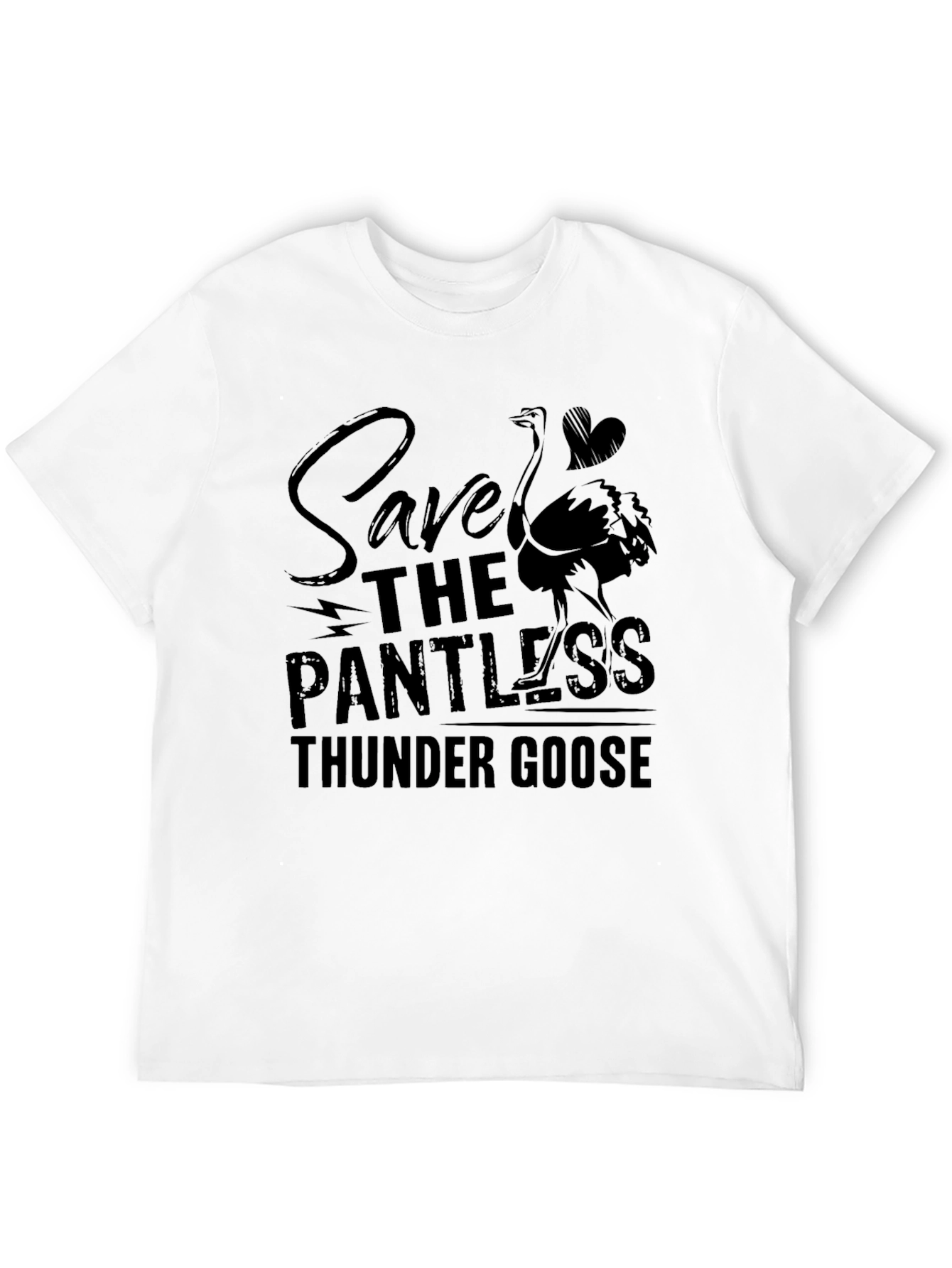 Save the Pantless Thunder Goose Funny Black T-Shirt