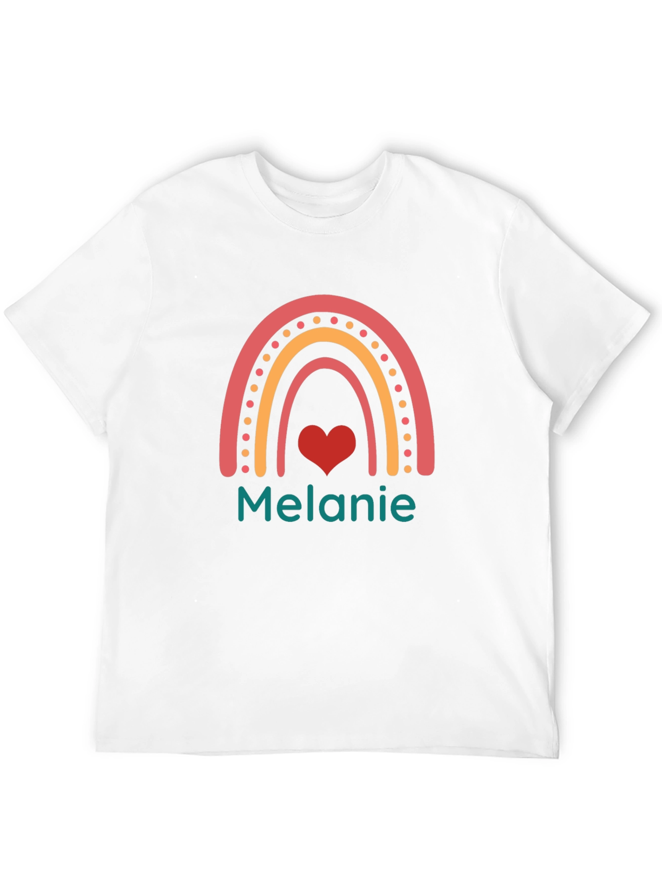 Personalized Melanie Rainbow Heart T-Shirt