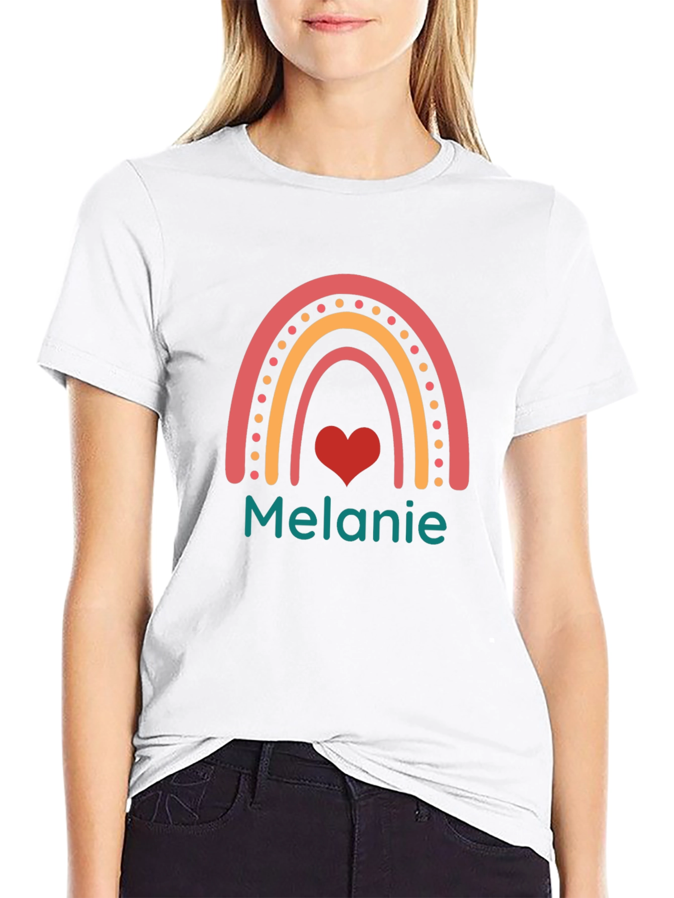 Personalized Melanie Rainbow Heart T-Shirt