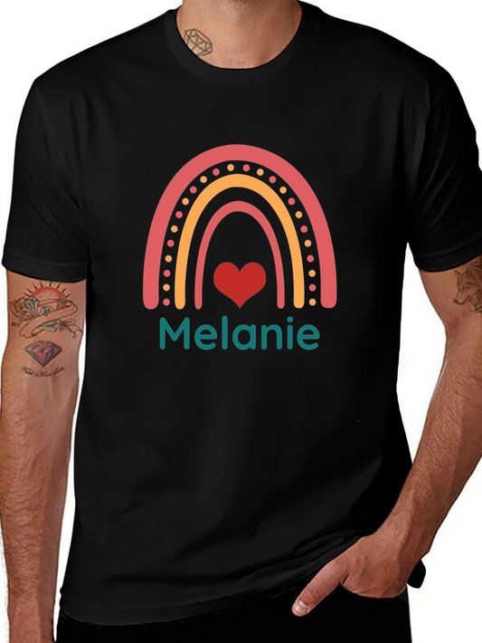 Personalized Melanie Rainbow Heart T-Shirt