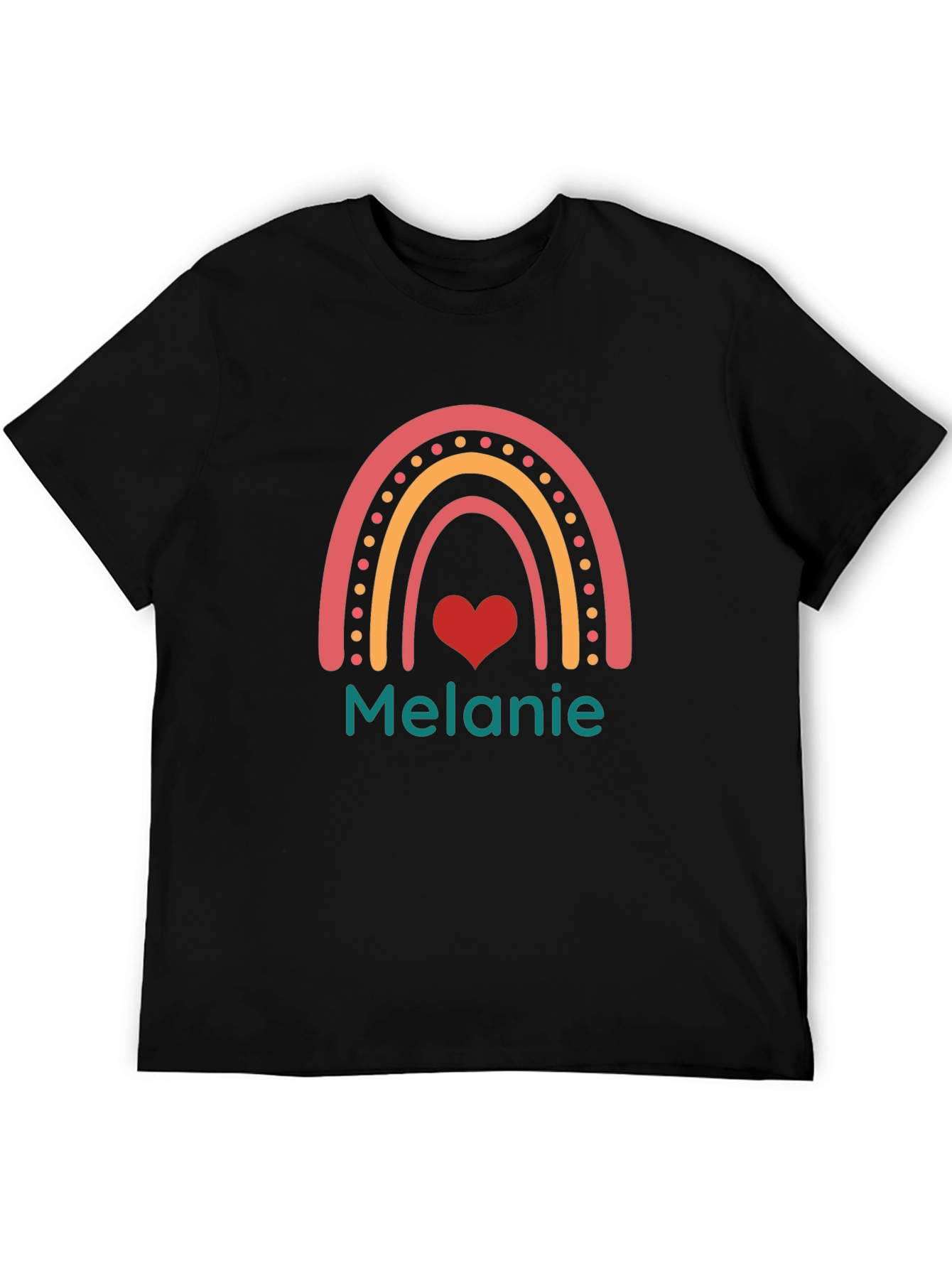 Personalized Melanie Rainbow Heart T-Shirt