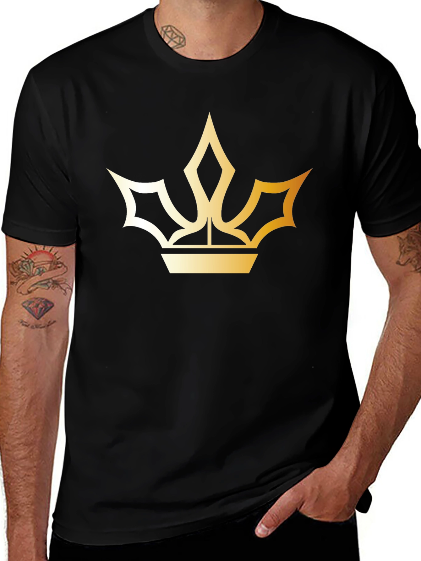Golden Crown Graphic Black T-Shirt