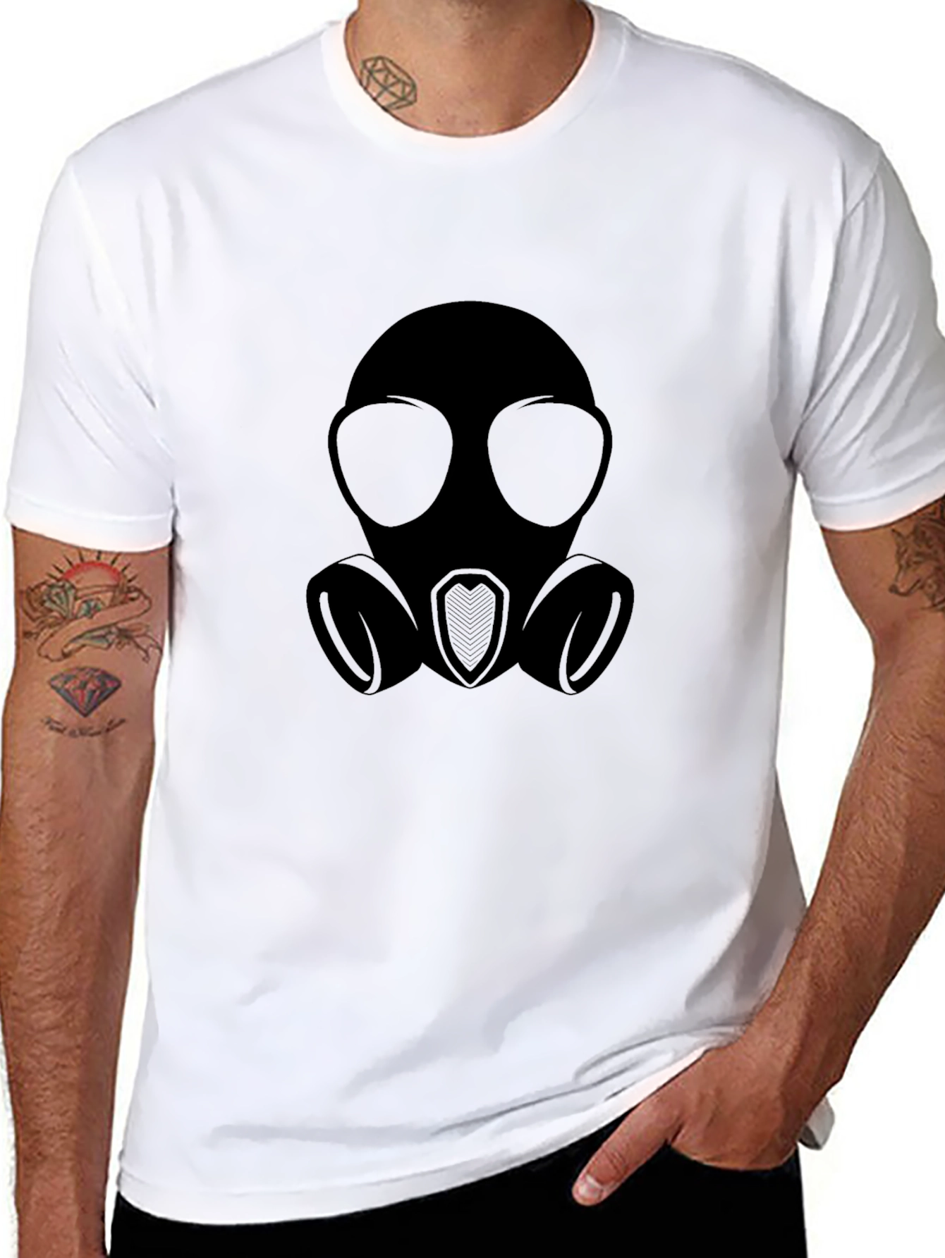 Gas Mask Graphic Tee - Black Cotton Blend