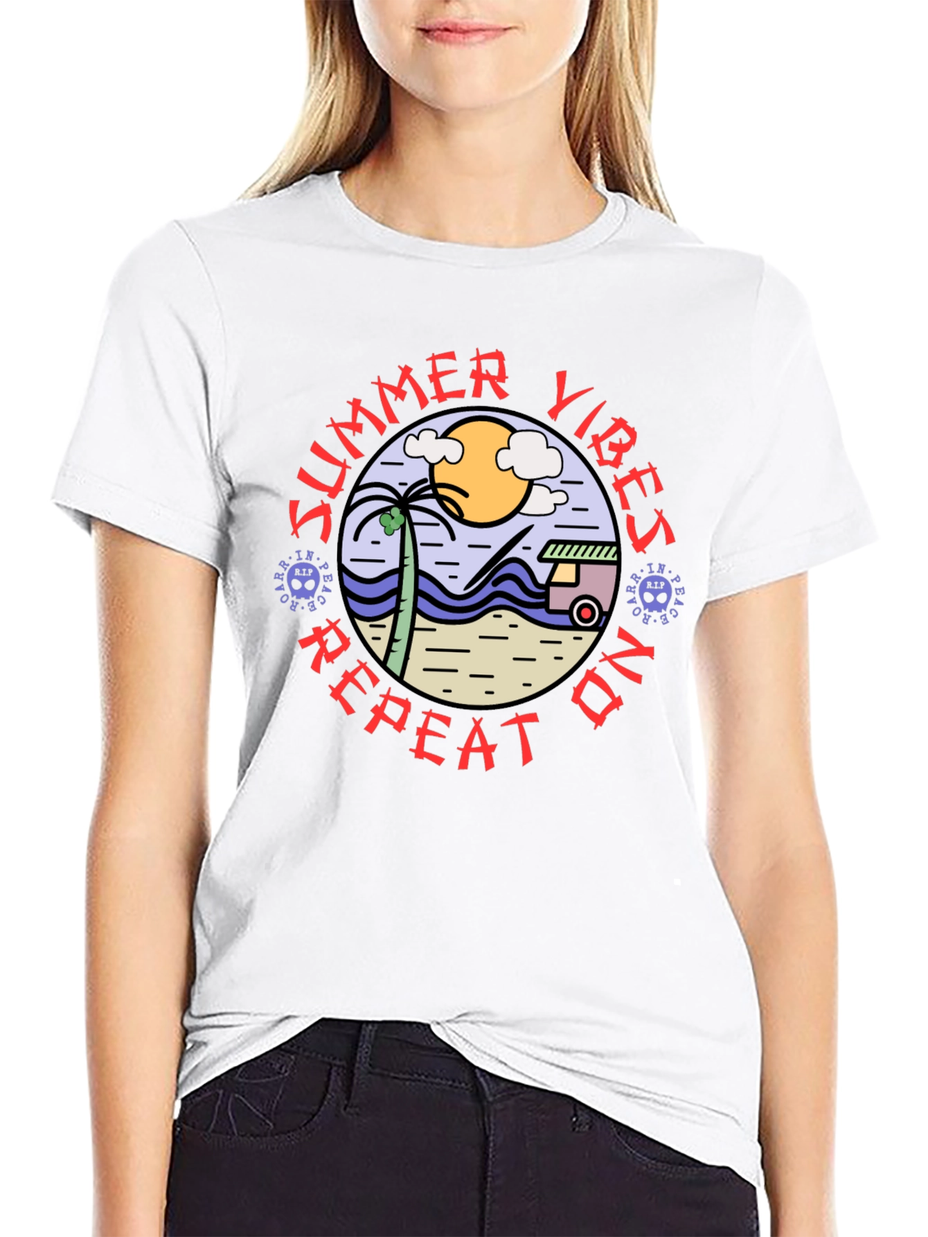 Summer Vibes Repeat On T-Shirt