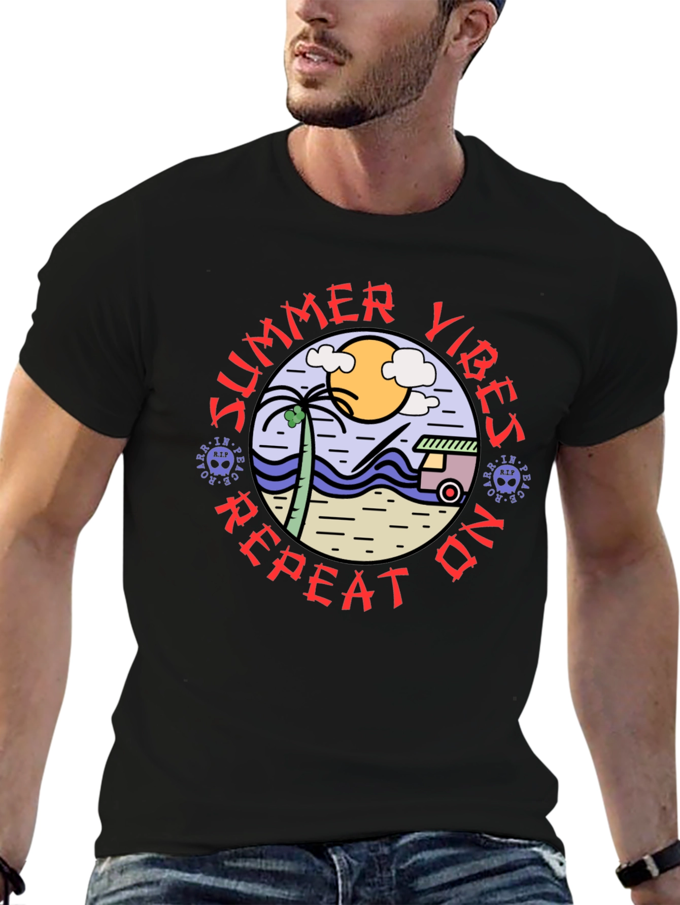 Summer Vibes Repeat On T-Shirt