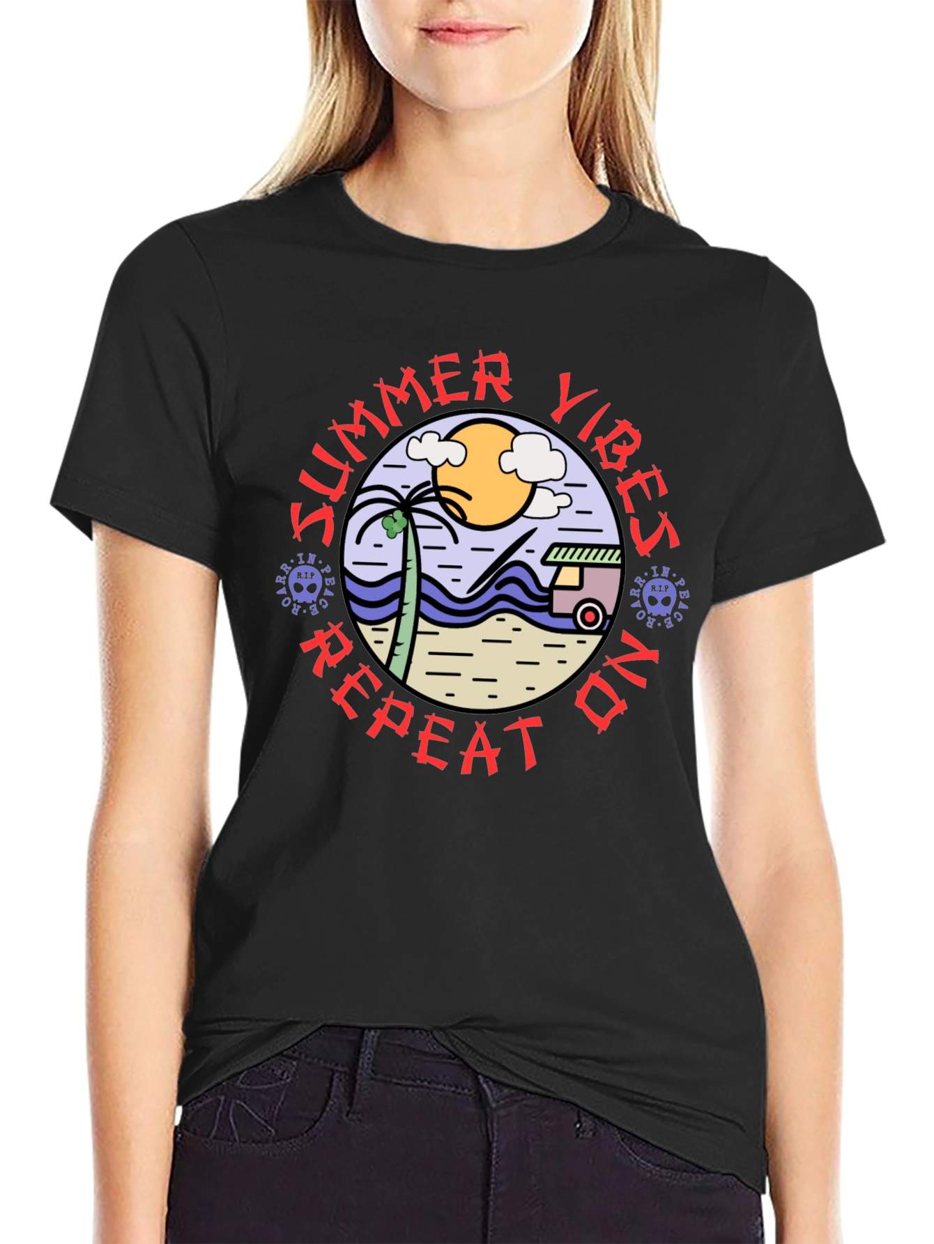 Summer Vibes Repeat On T-Shirt