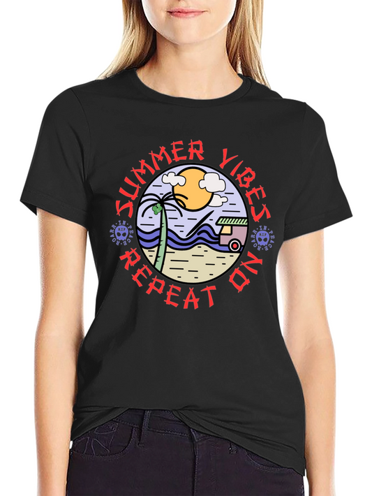 Summer Vibes Repeat On T-Shirt
