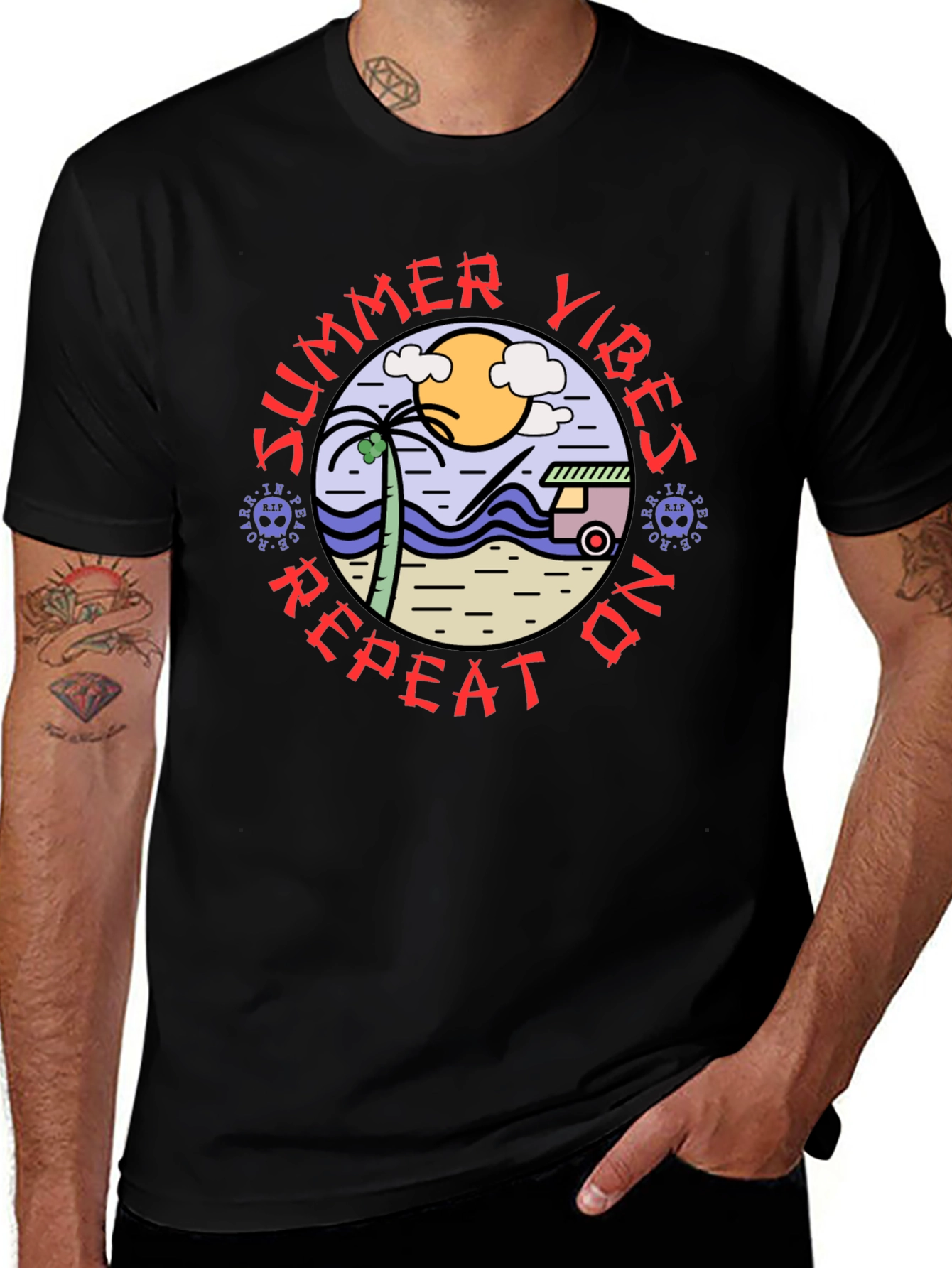 Summer Vibes Repeat On T-Shirt