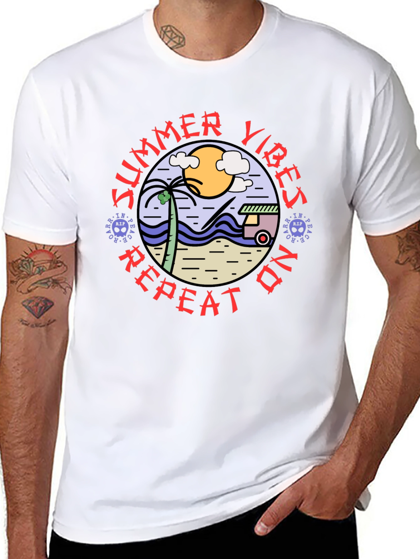 Summer Vibes Repeat On T-Shirt