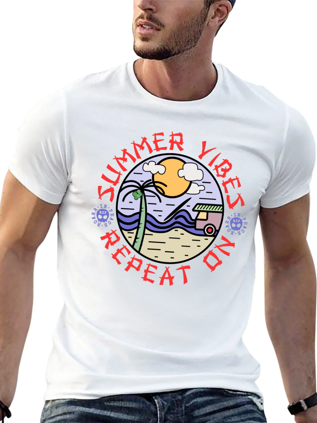 Summer Vibes Repeat On T-Shirt